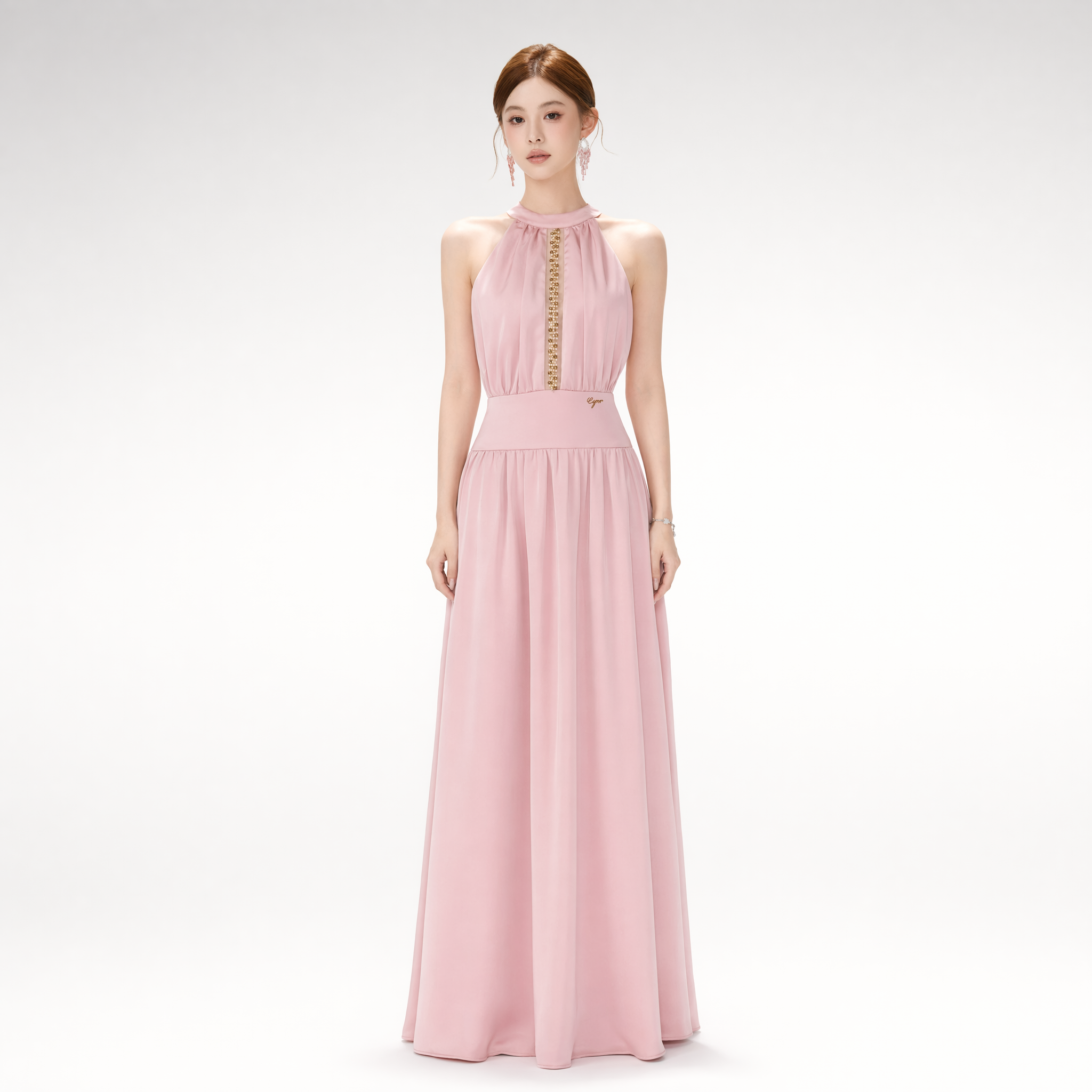 Rhinestone Halter Maxi Dress