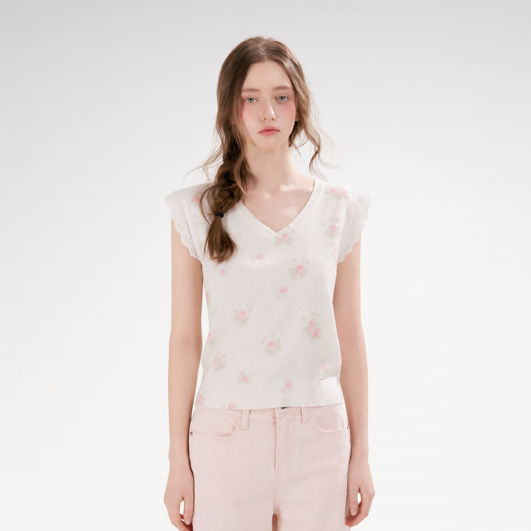 Rose Lace Knit Tee