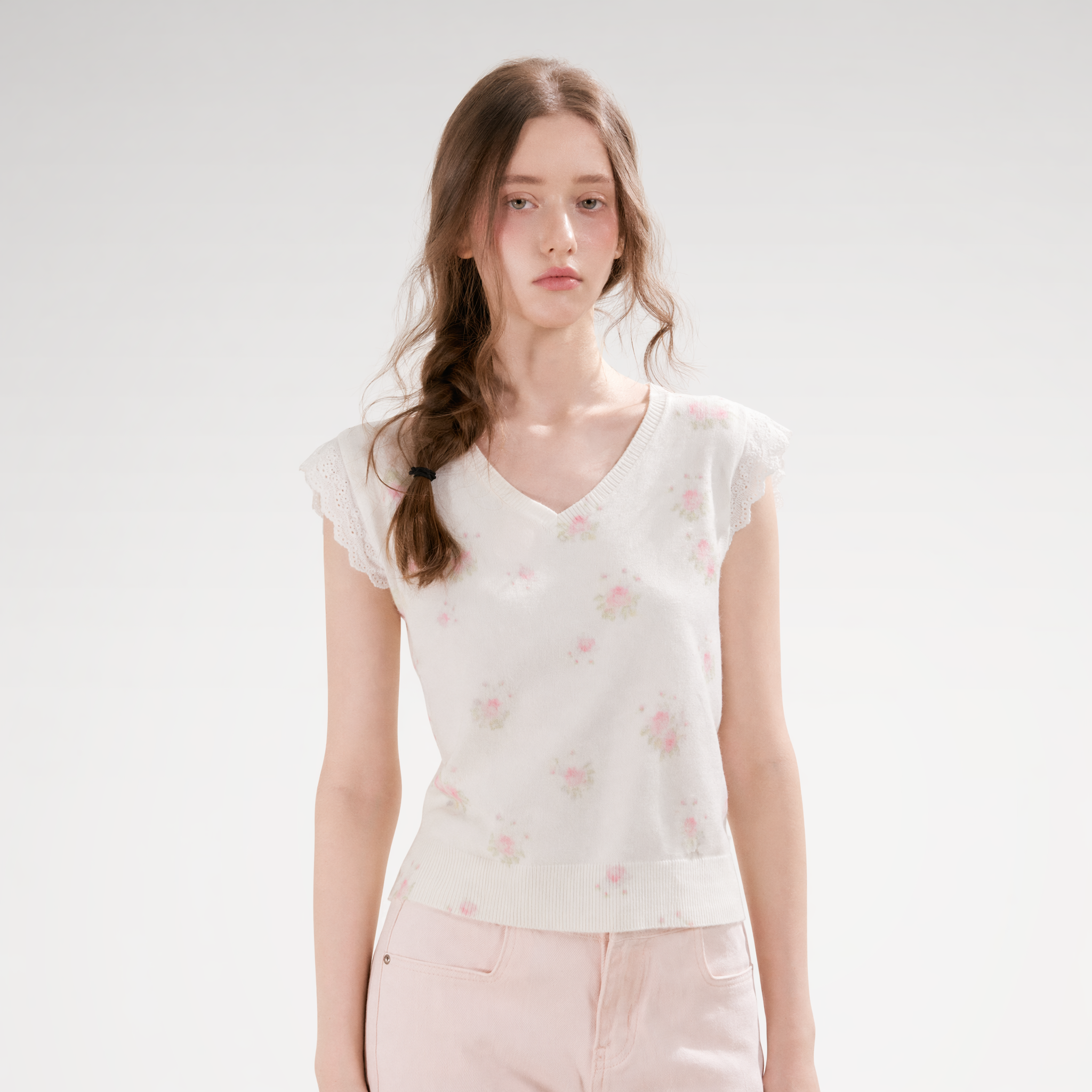 Rose Lace Knit Tee