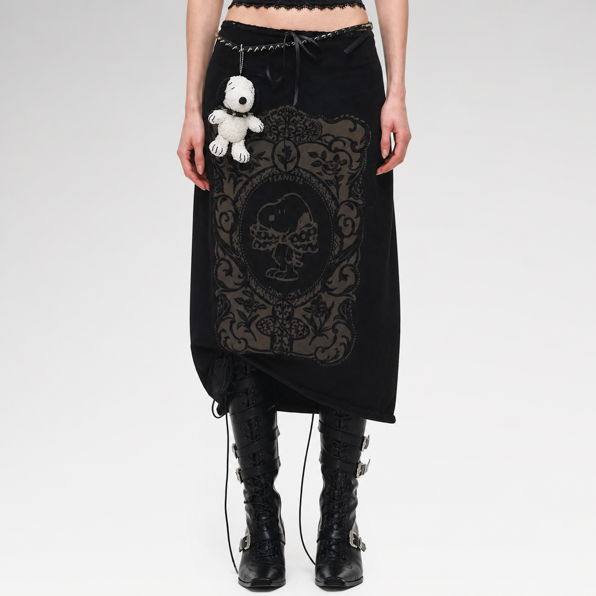 Burnout Graphic Midi Knit Skirt