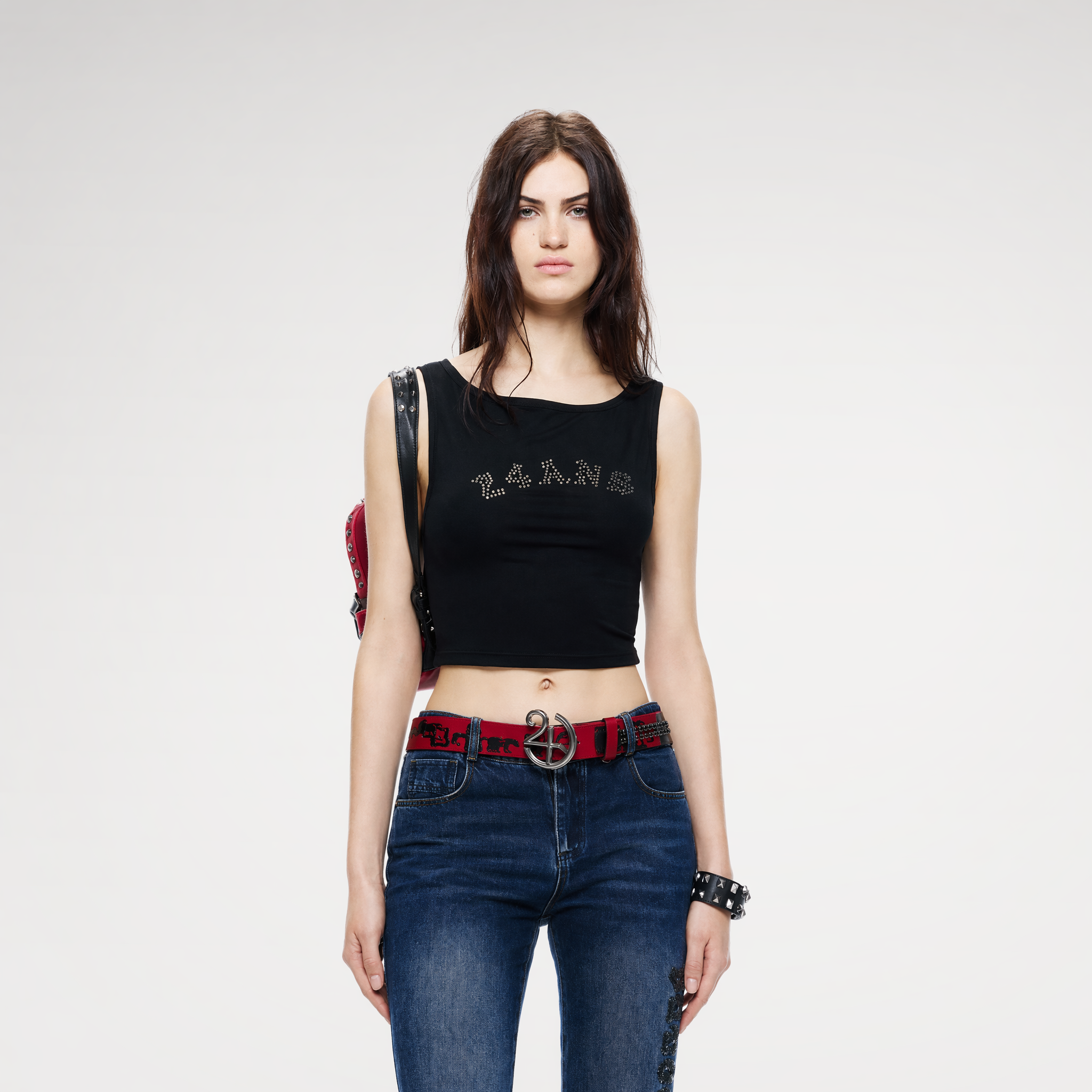 Metal Rhinestone Crop Top