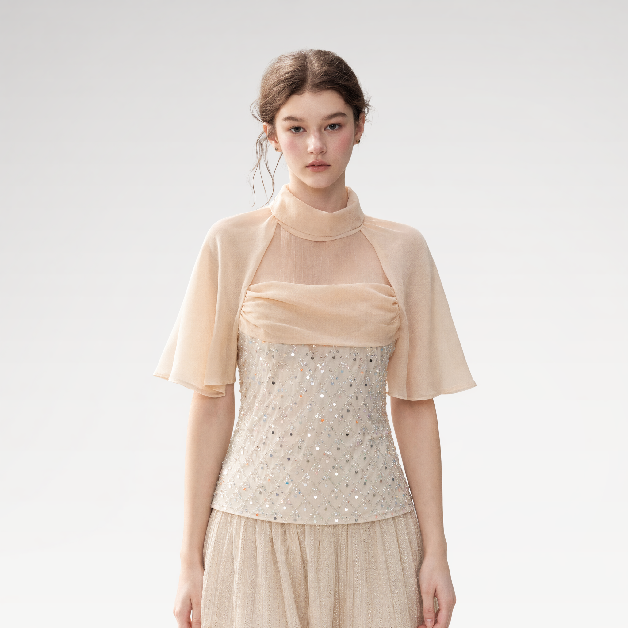 Textured Sequin Cape Top