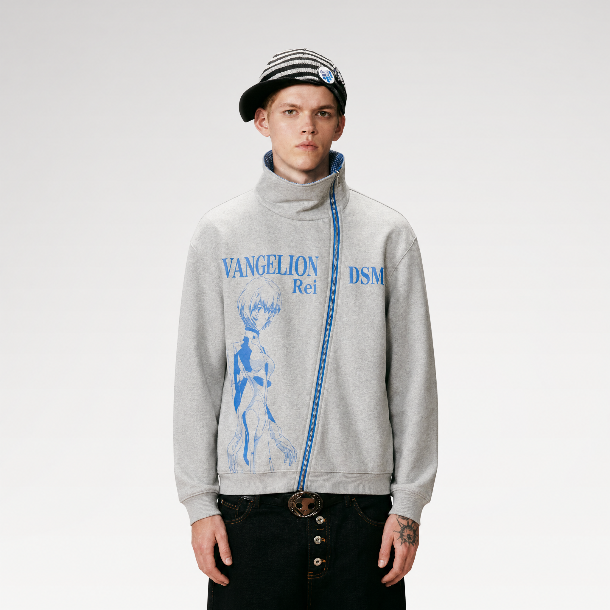 Diagonal Zip Hoodie Cardigan