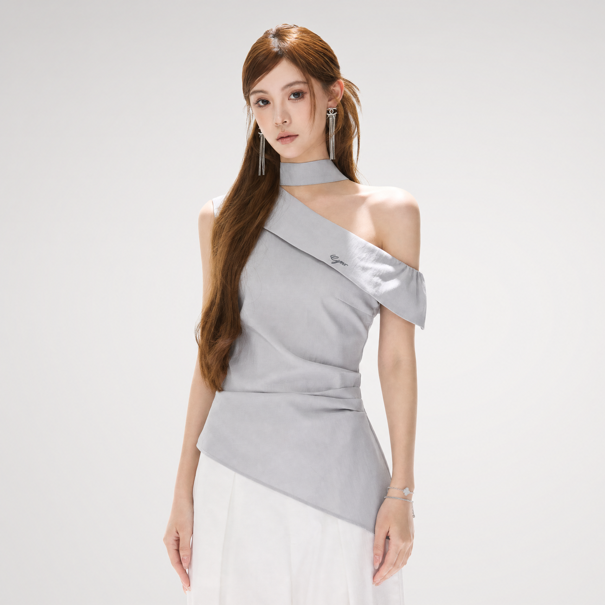 Asymmetrical Halter Blouse