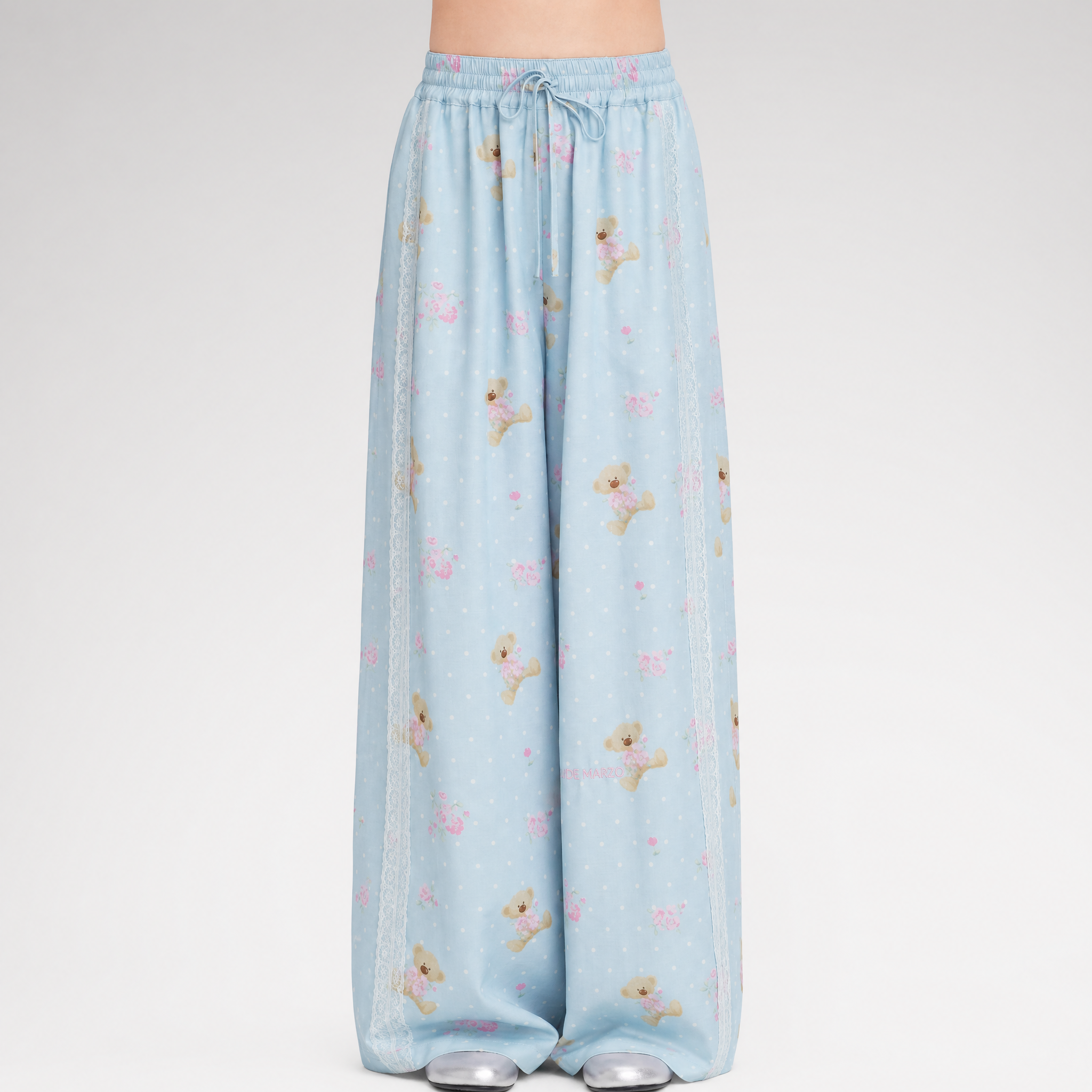 Floral Print Wide-Leg Trousers