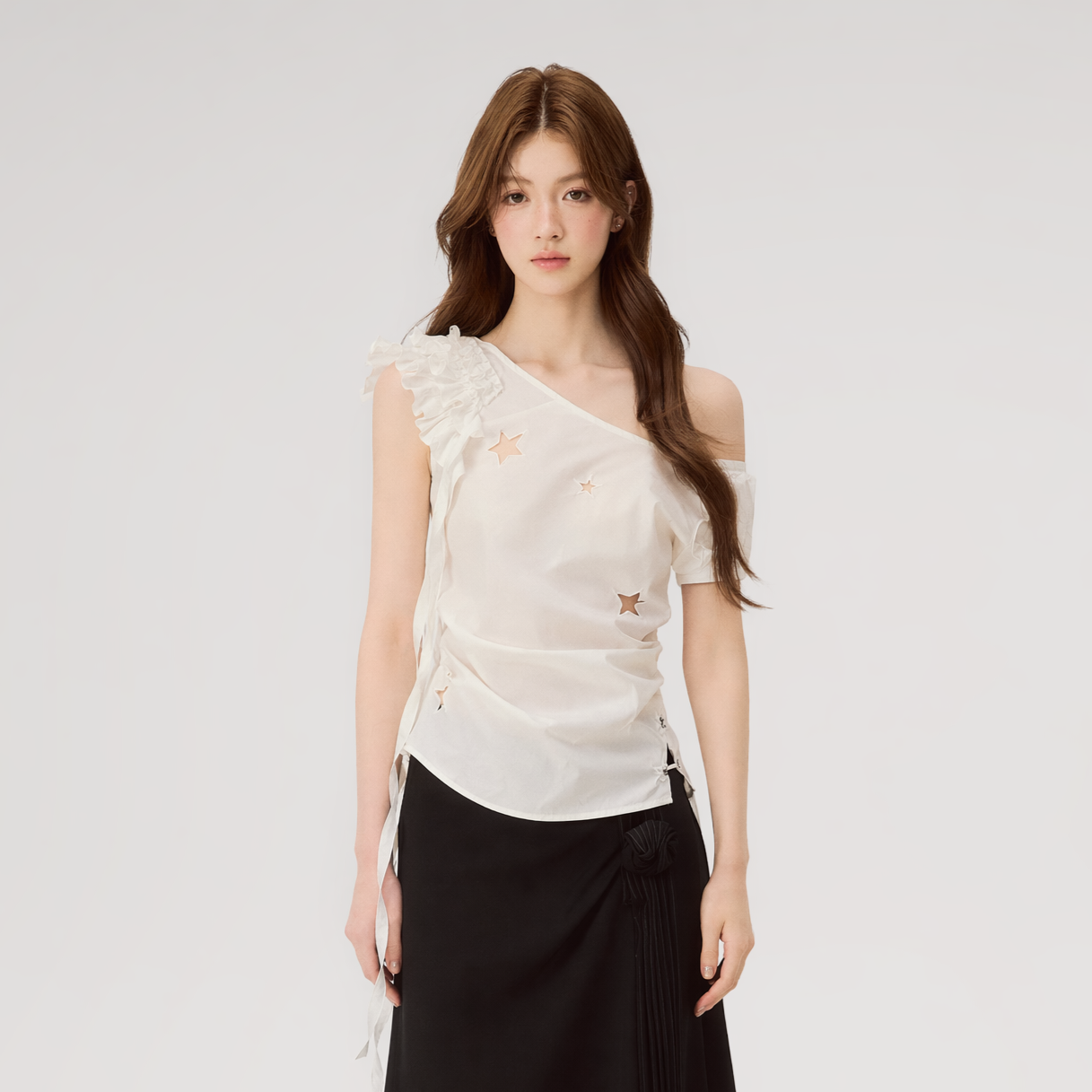 Star Embroidery Asym Shirt