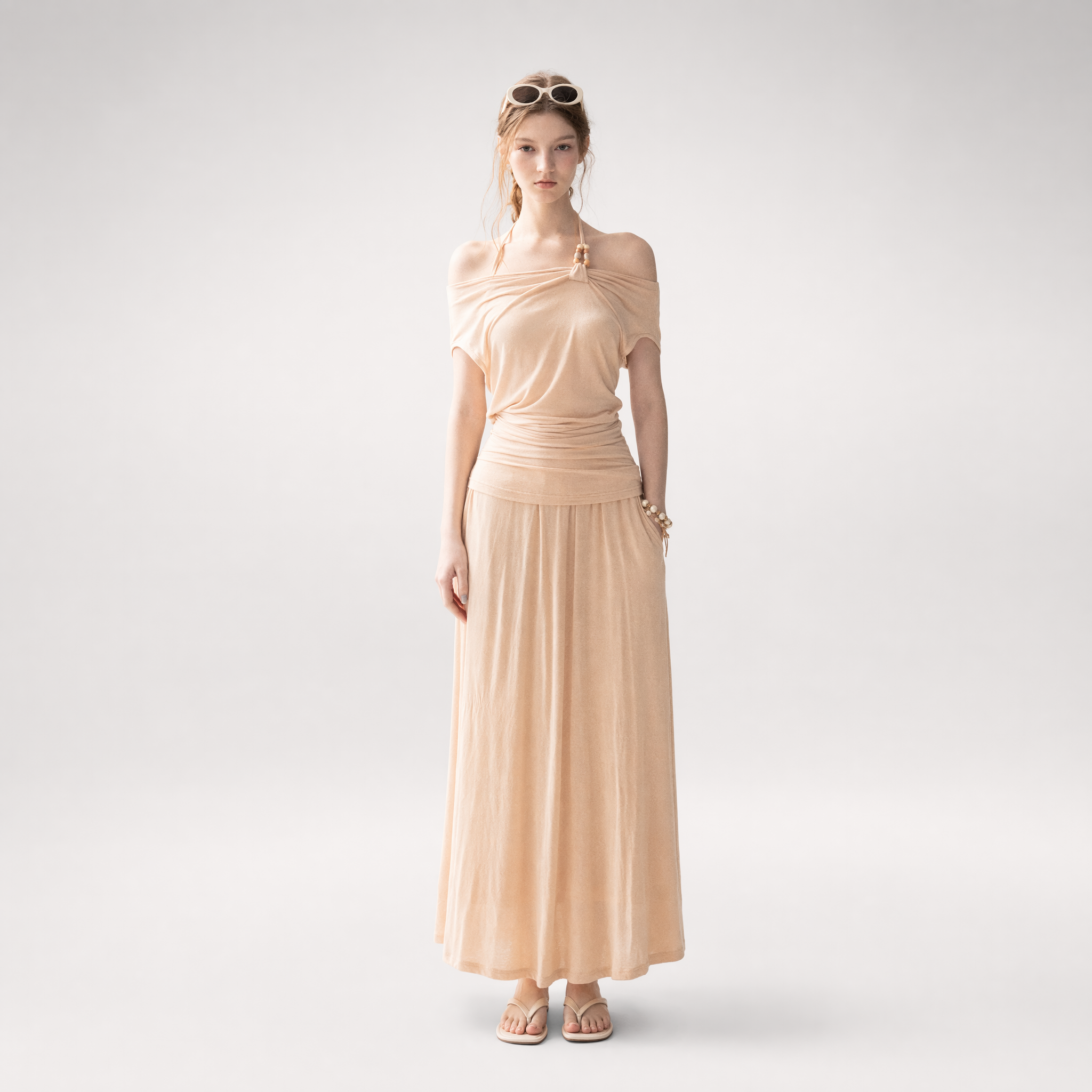 Knot Drape Midi Skirt Set