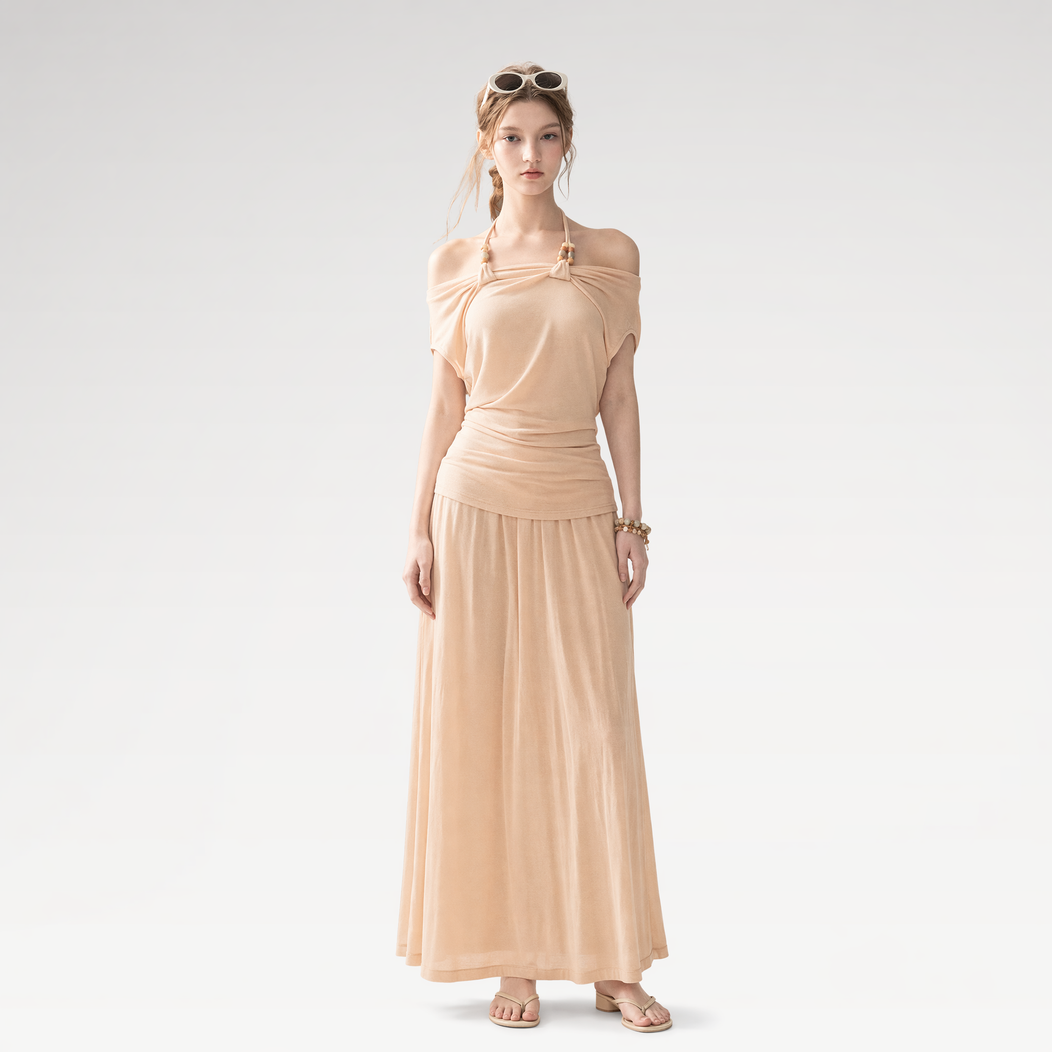 Knot Drape Midi Skirt Set