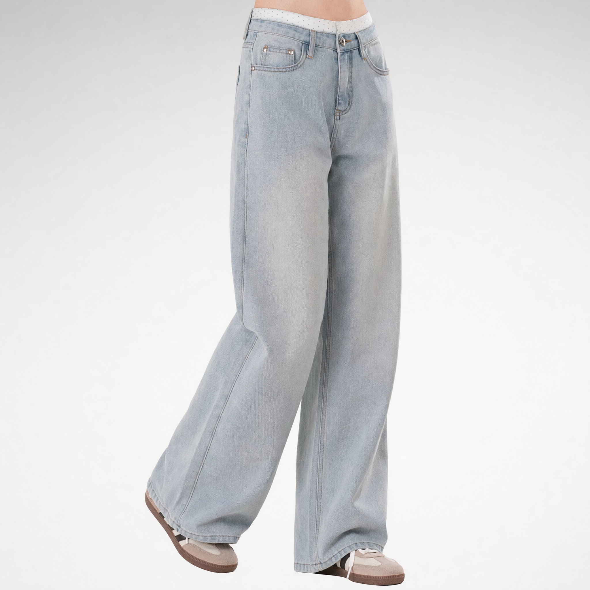 Washed Wide-Leg Jeans