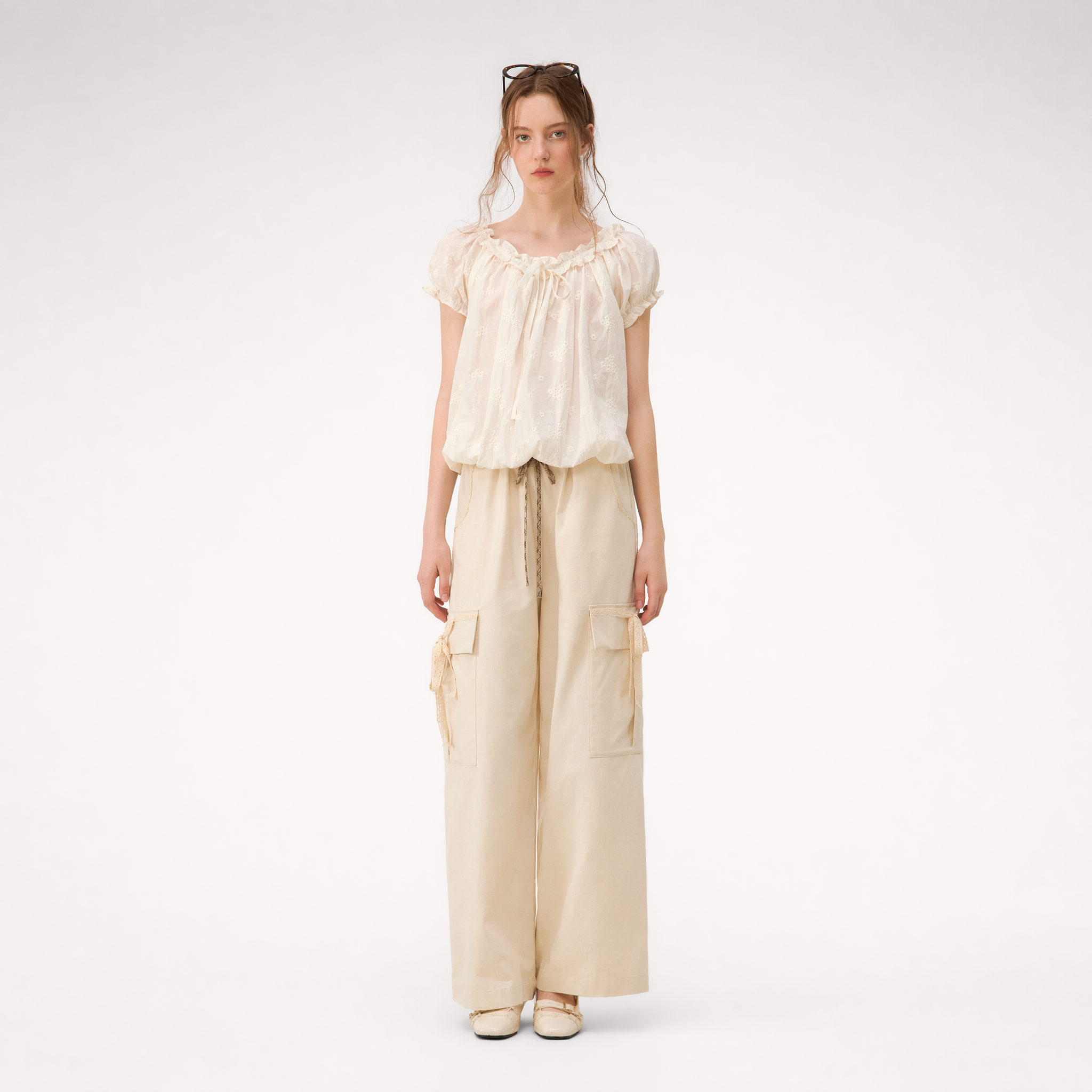 Embroidered Ruffle Blouse