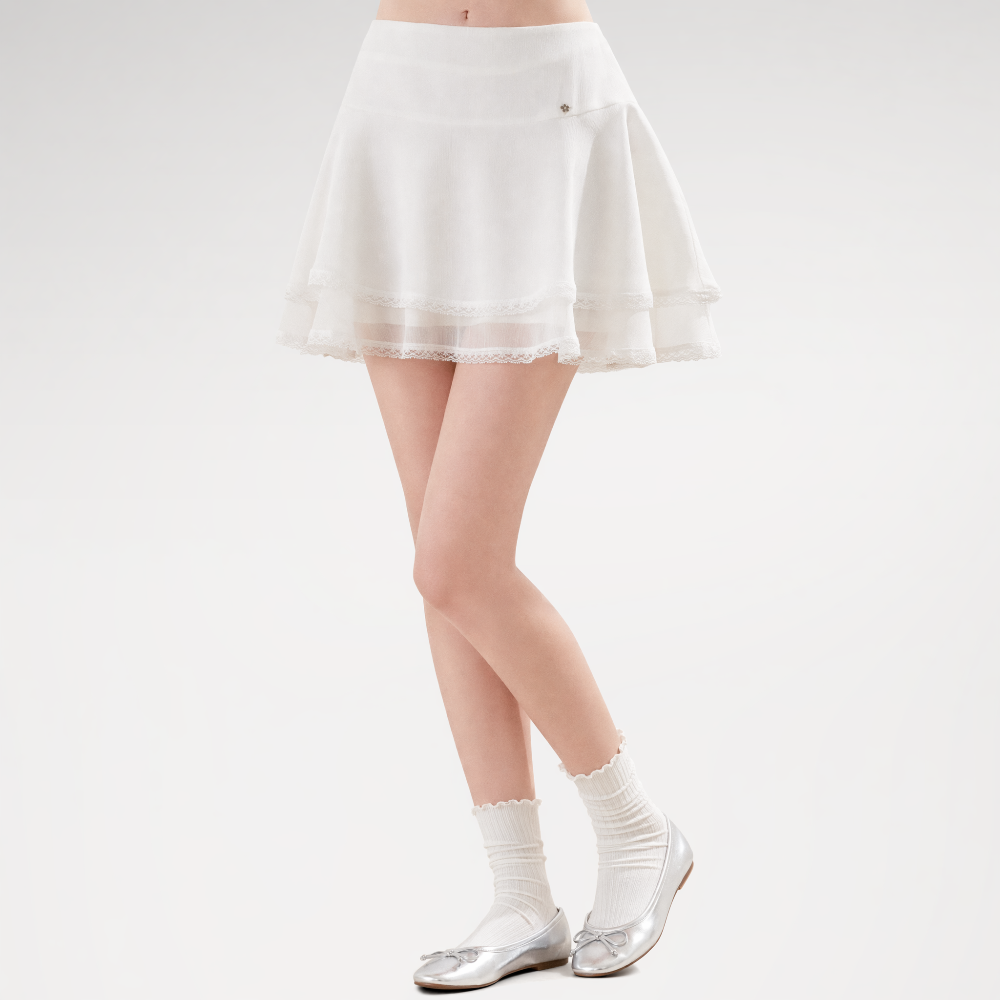 Lace Trim A-Line Skirt
