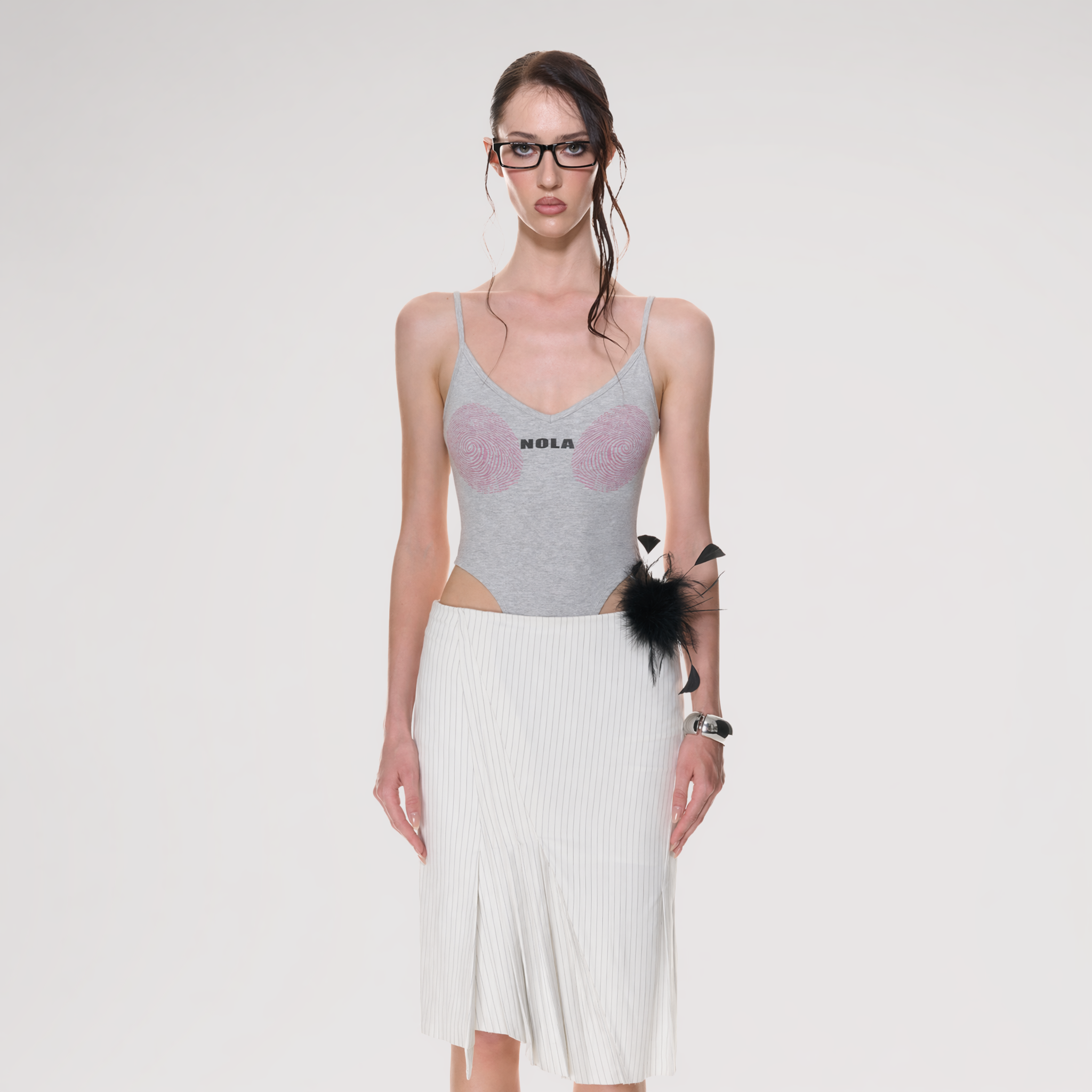 Fingerprint Print Backless Jumpsuit