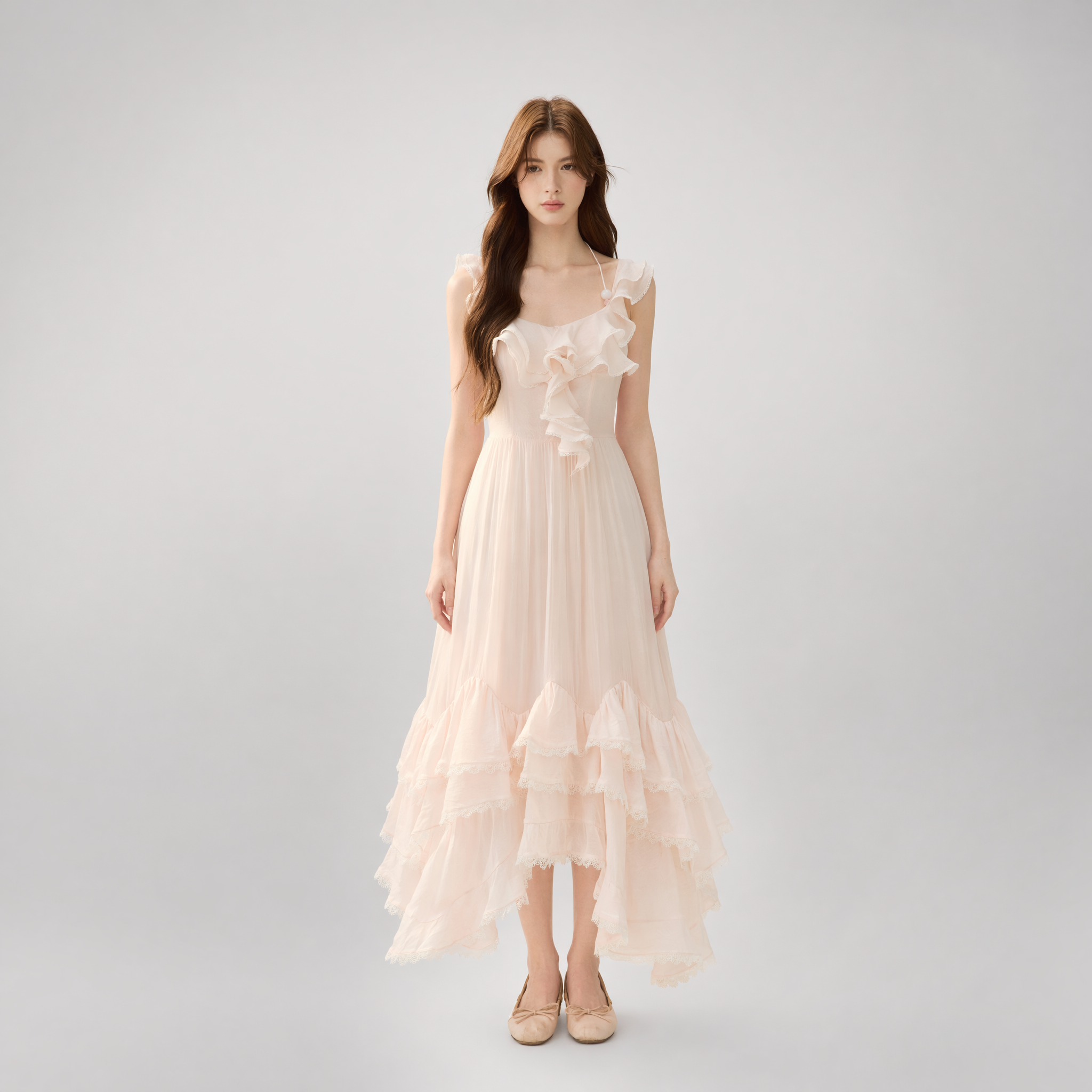 Soft Drape Ruffle Dress