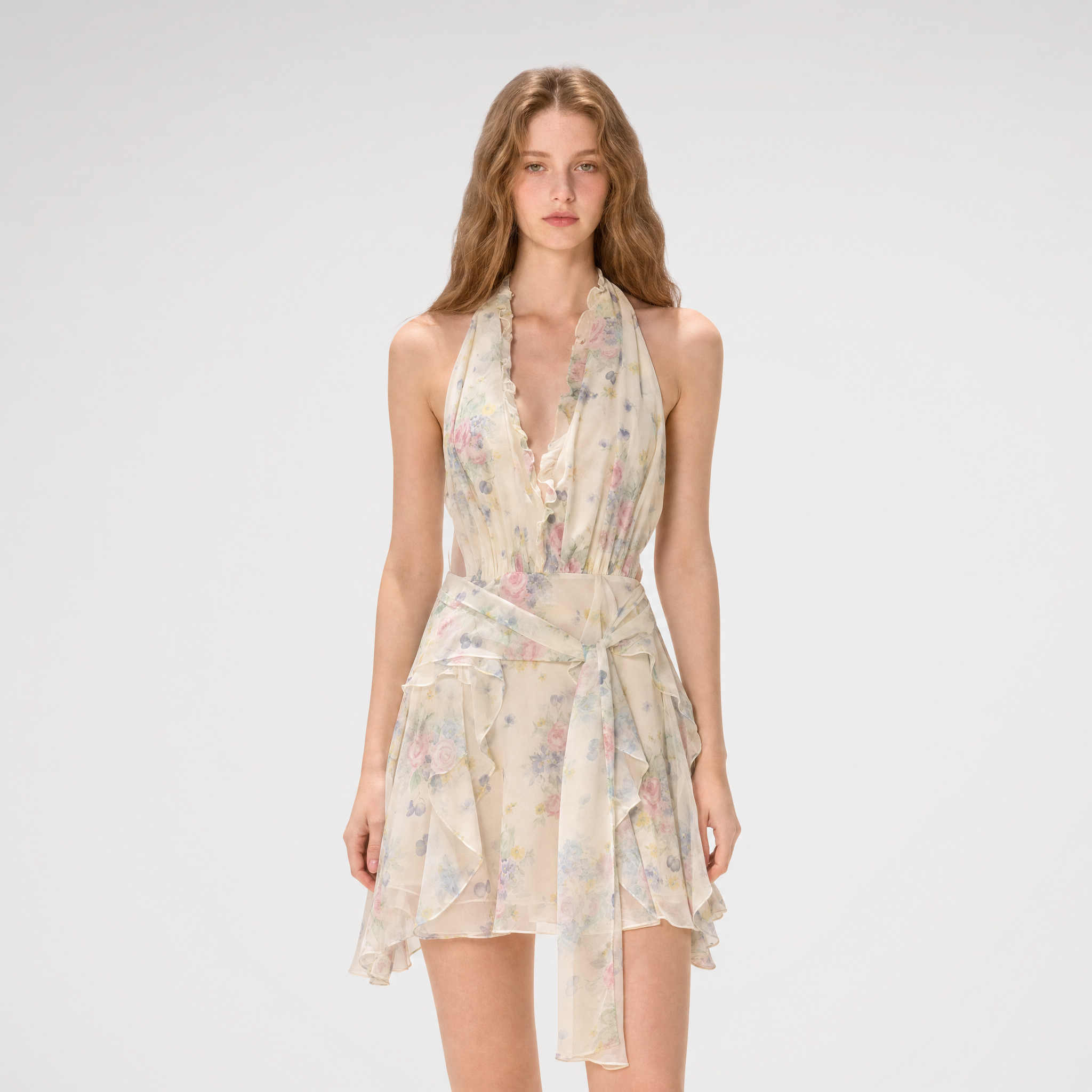 Blossom Ruffle Halter Dress