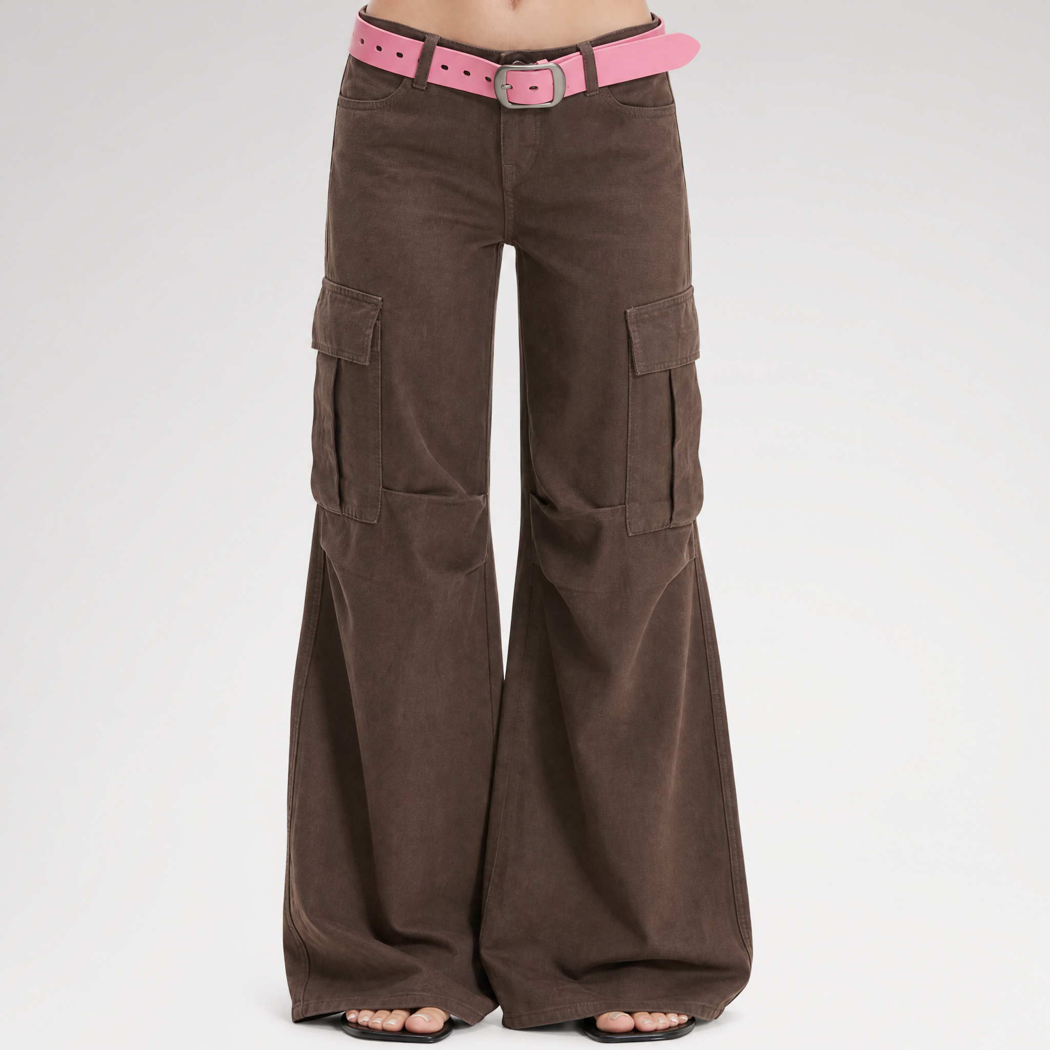 Washed Cargo Wide-Leg Pants