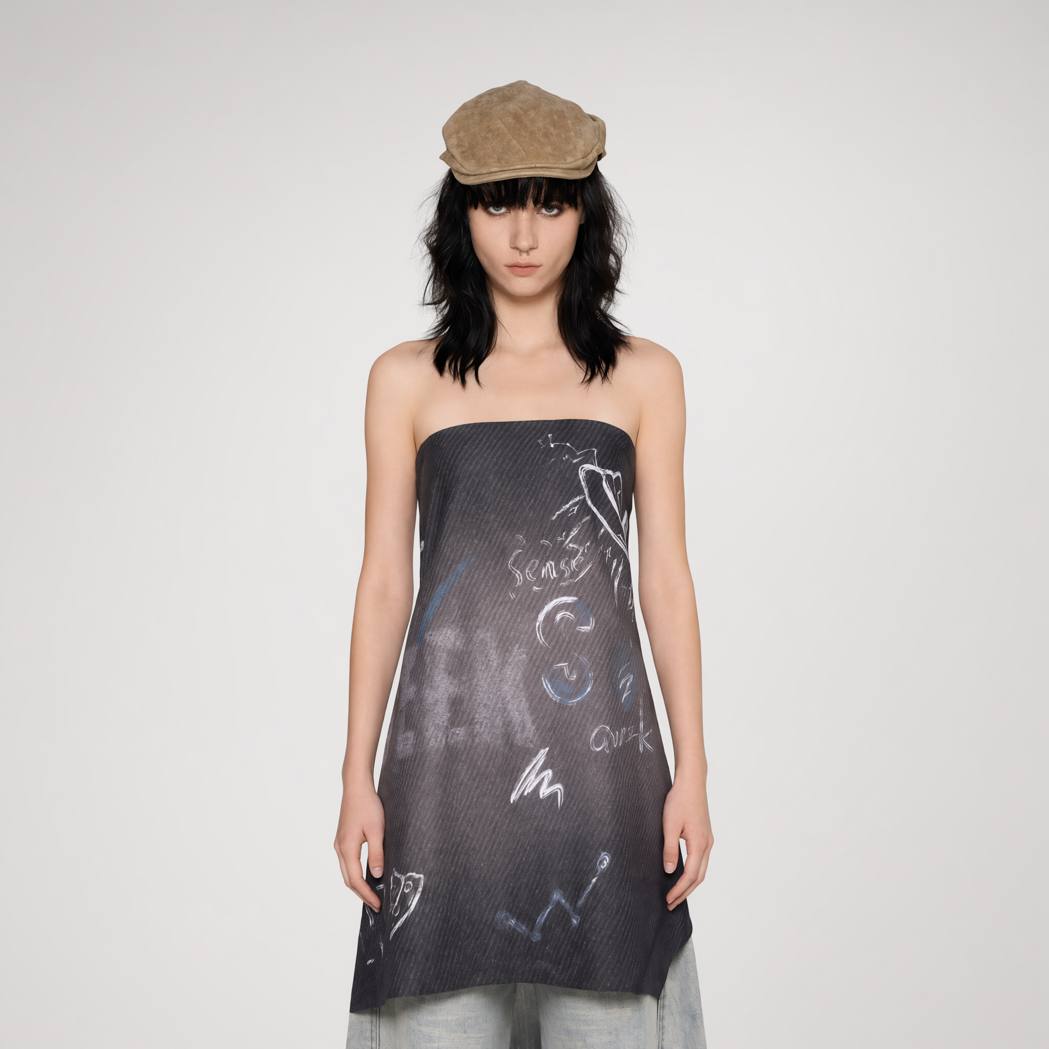Graffiti Print Silk Scarf