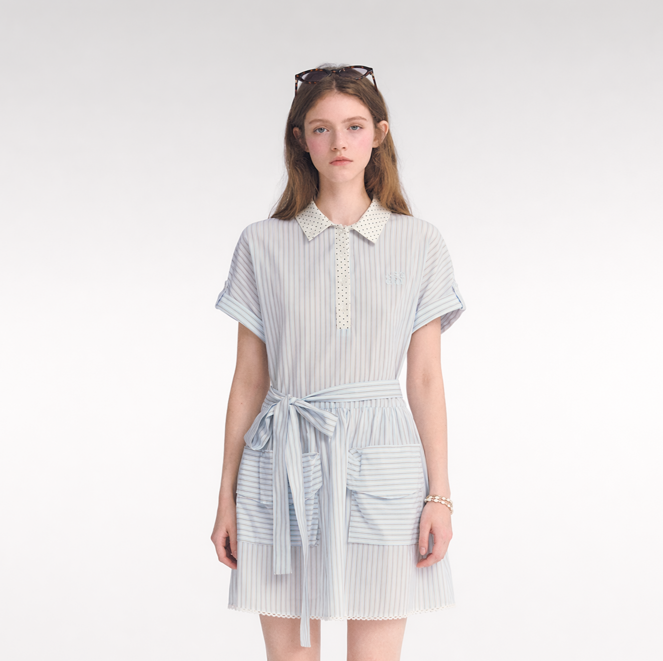 Striped Lace Trim Dress