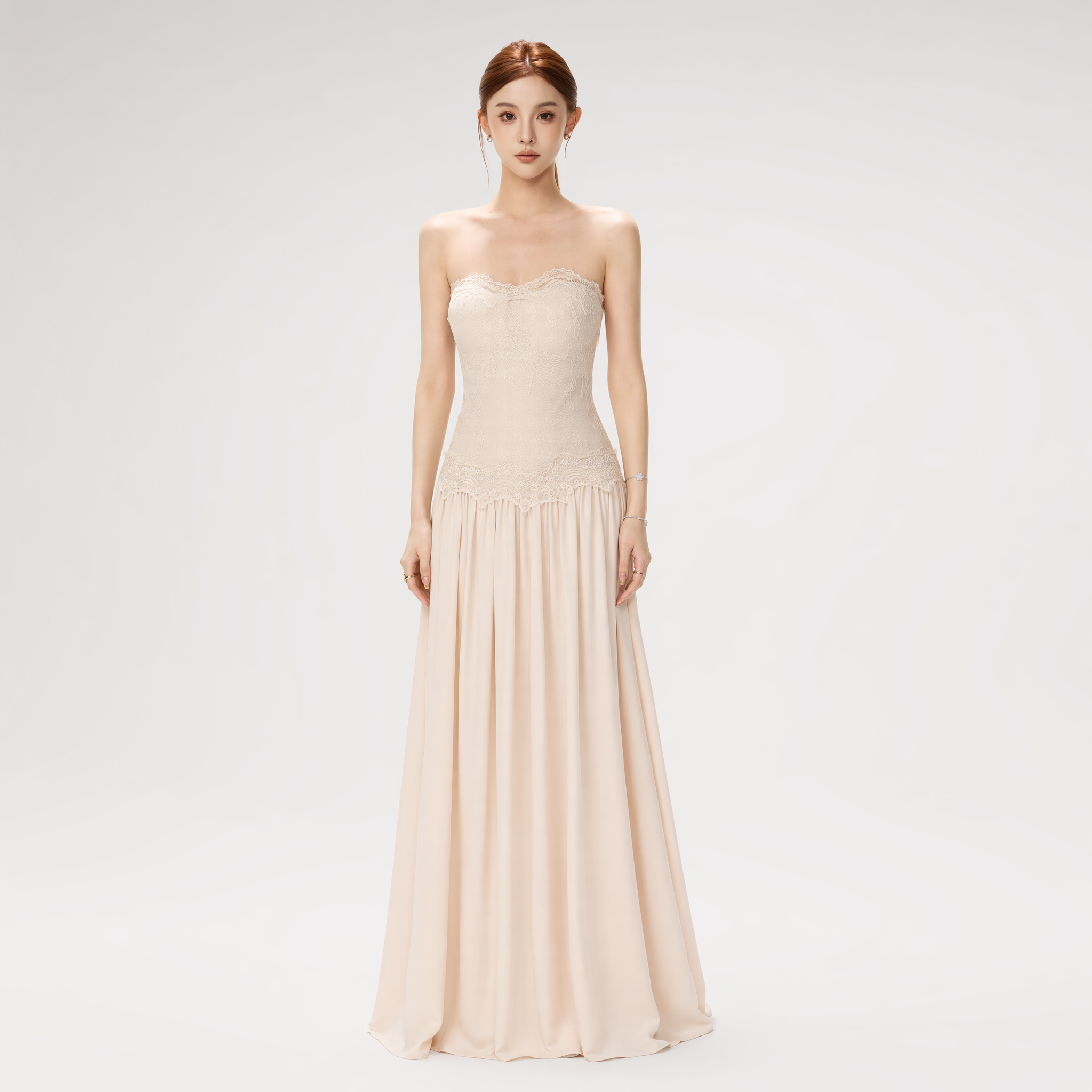 Lace Backless Satin Dress