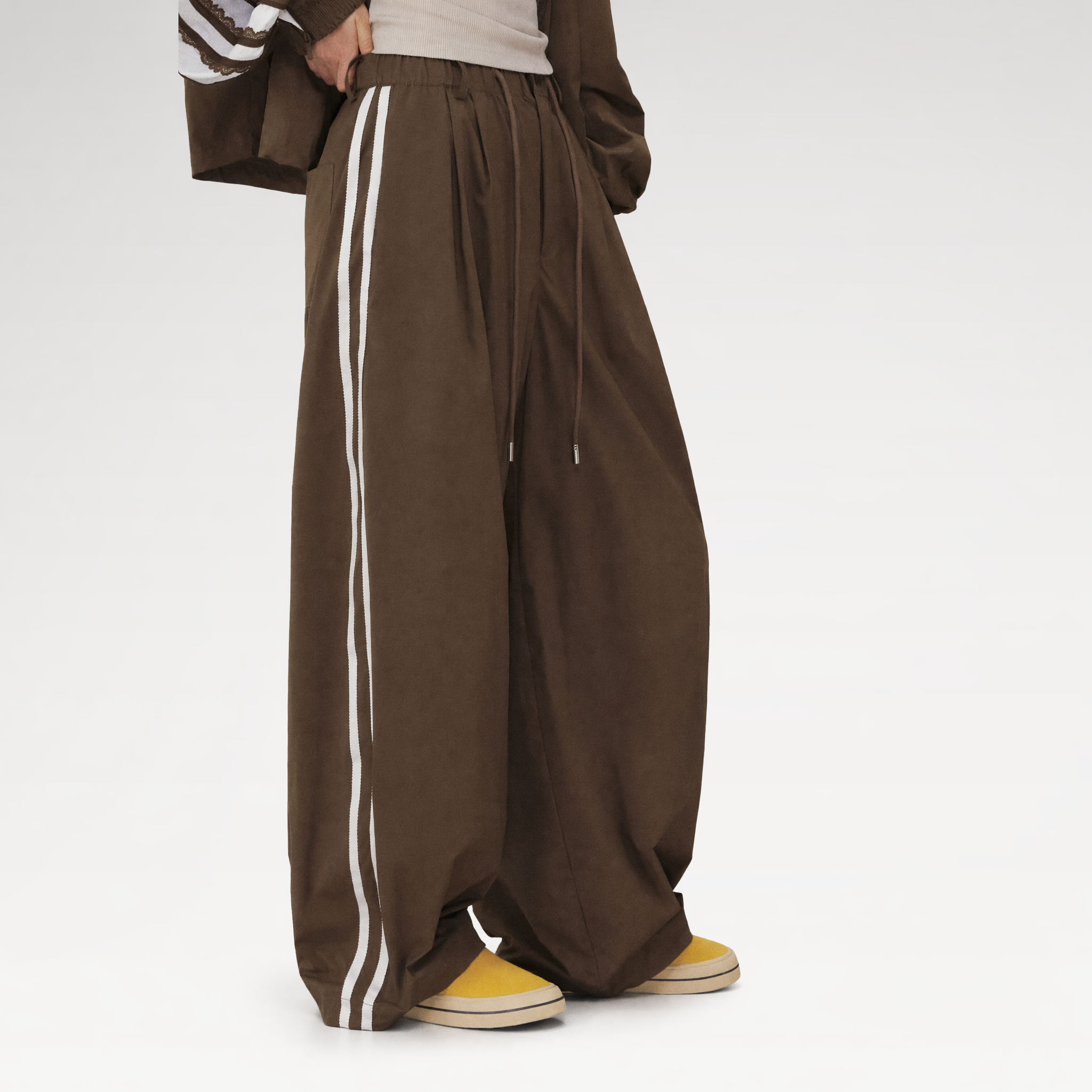 Stripe Tape Wide-Leg Pants