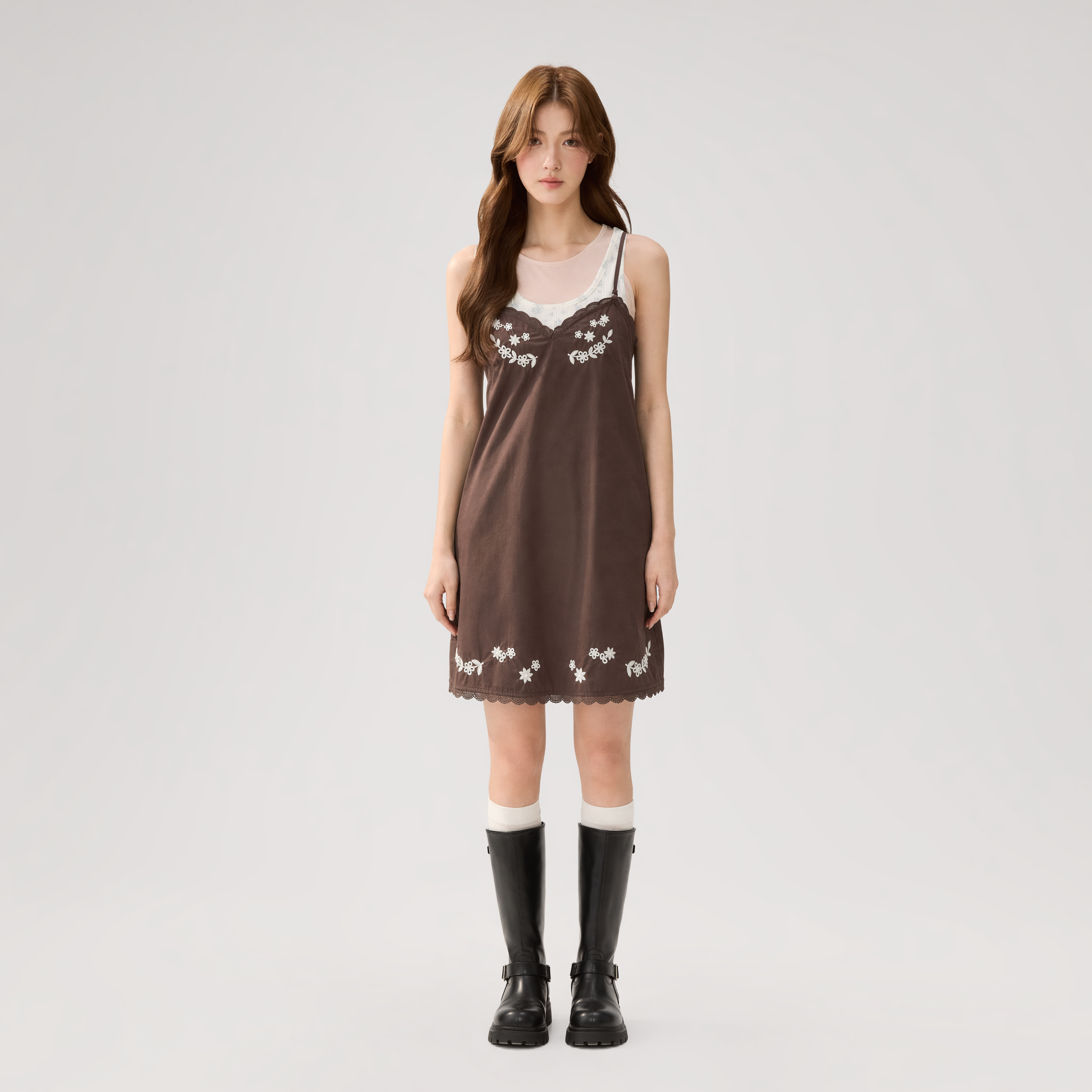 Cotton Embroidered Cami Dress