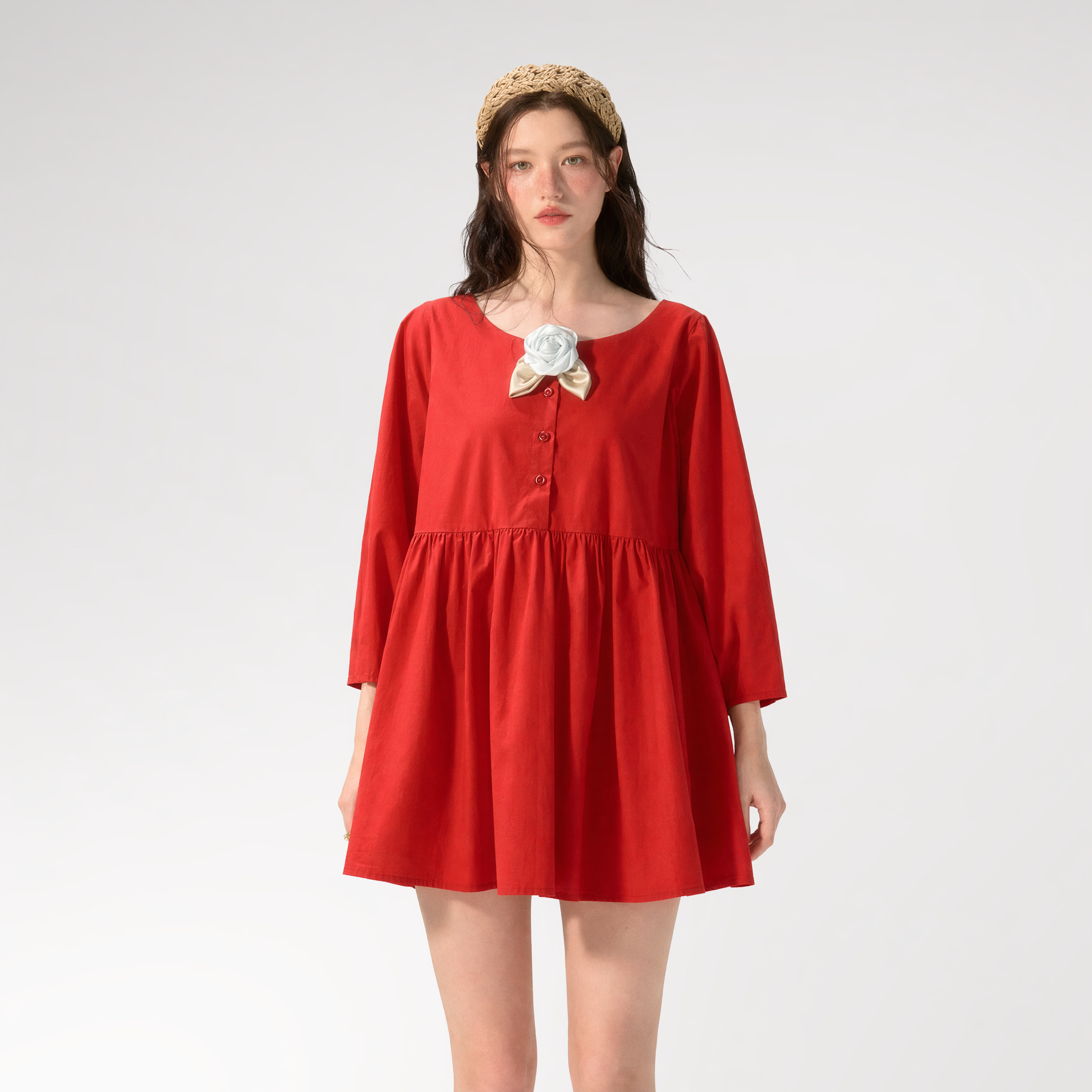 Cherry Cotton Babydoll Dress