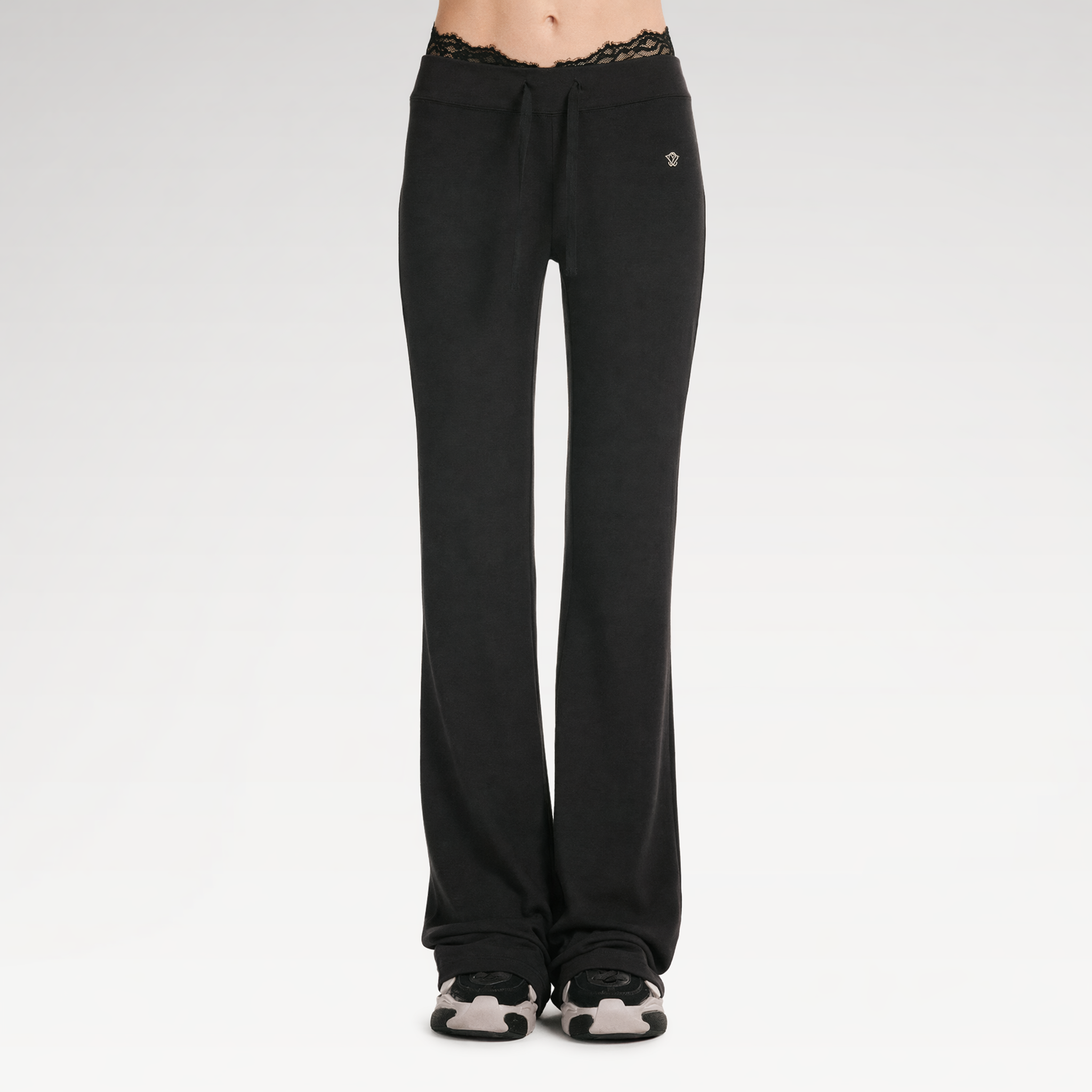 Lace Trim Slim Pants