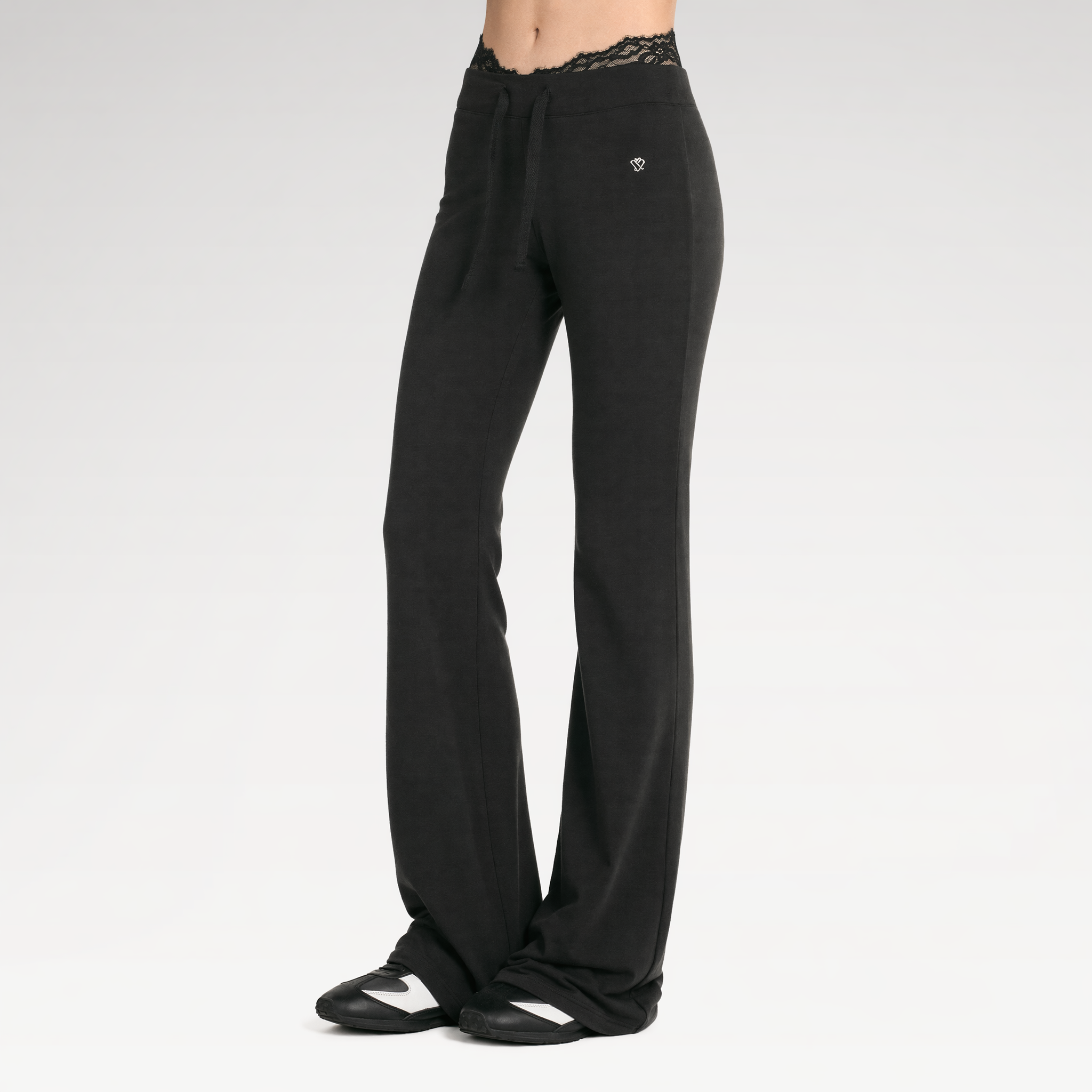 Lace Trim Slim Pants