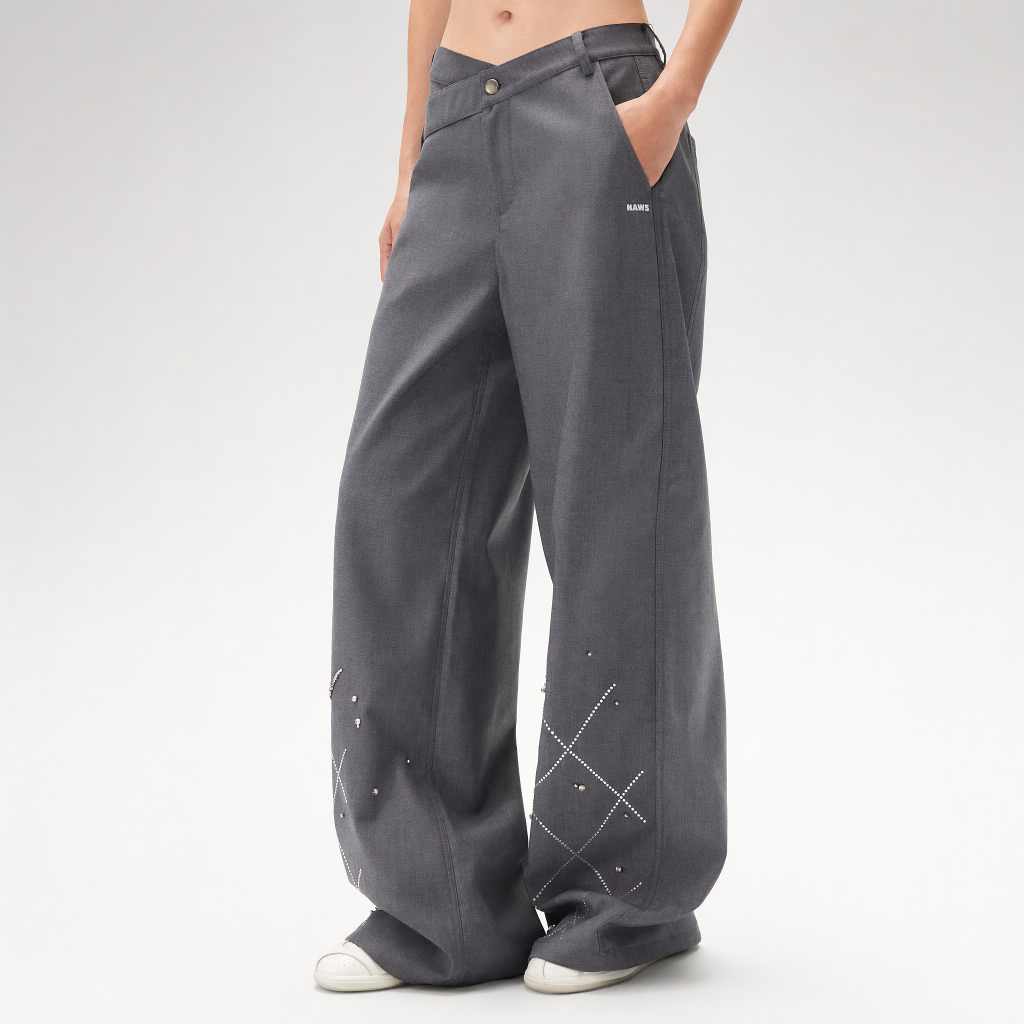 Asymmetric Wide-Leg Pants