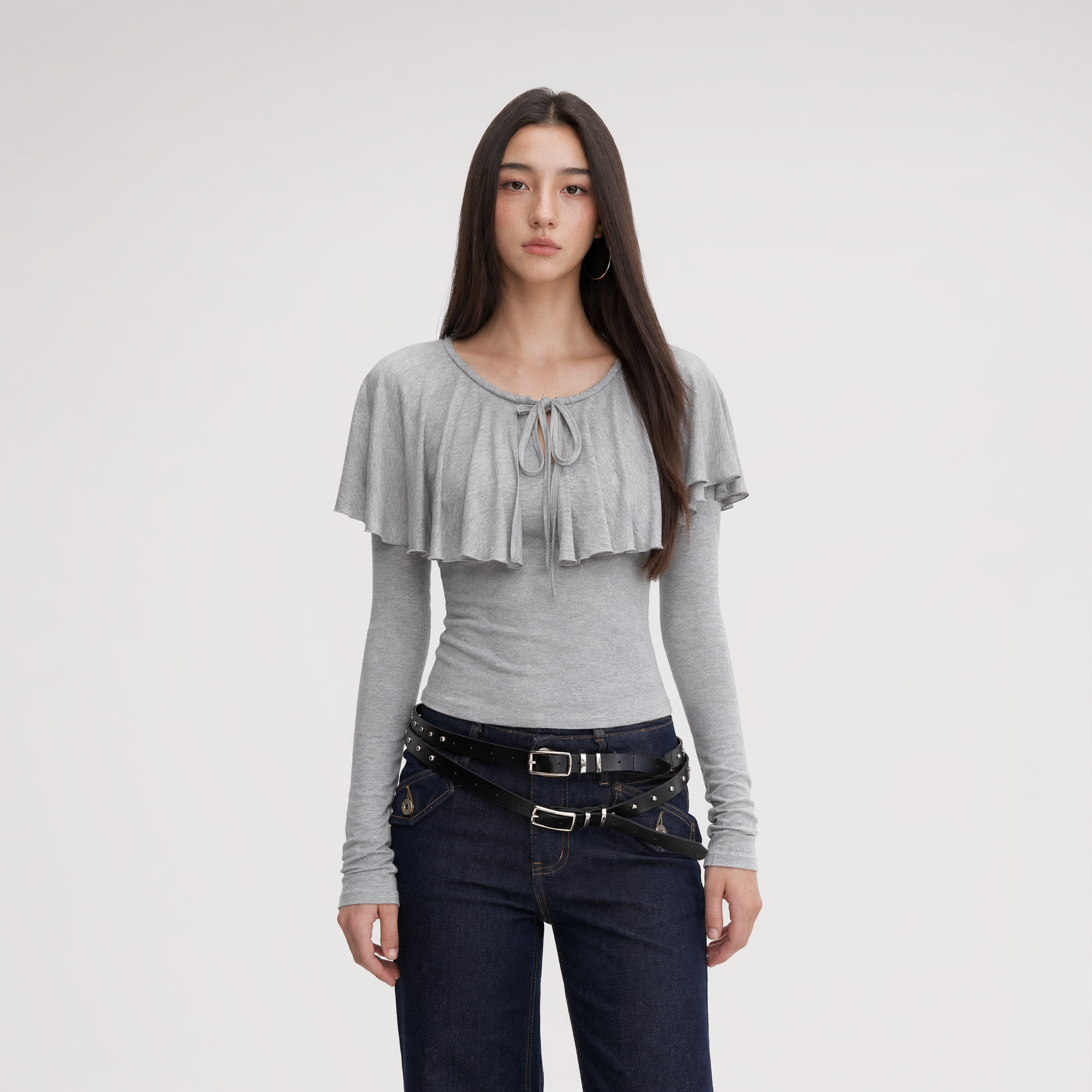 Tie-Neck Ruffle Top