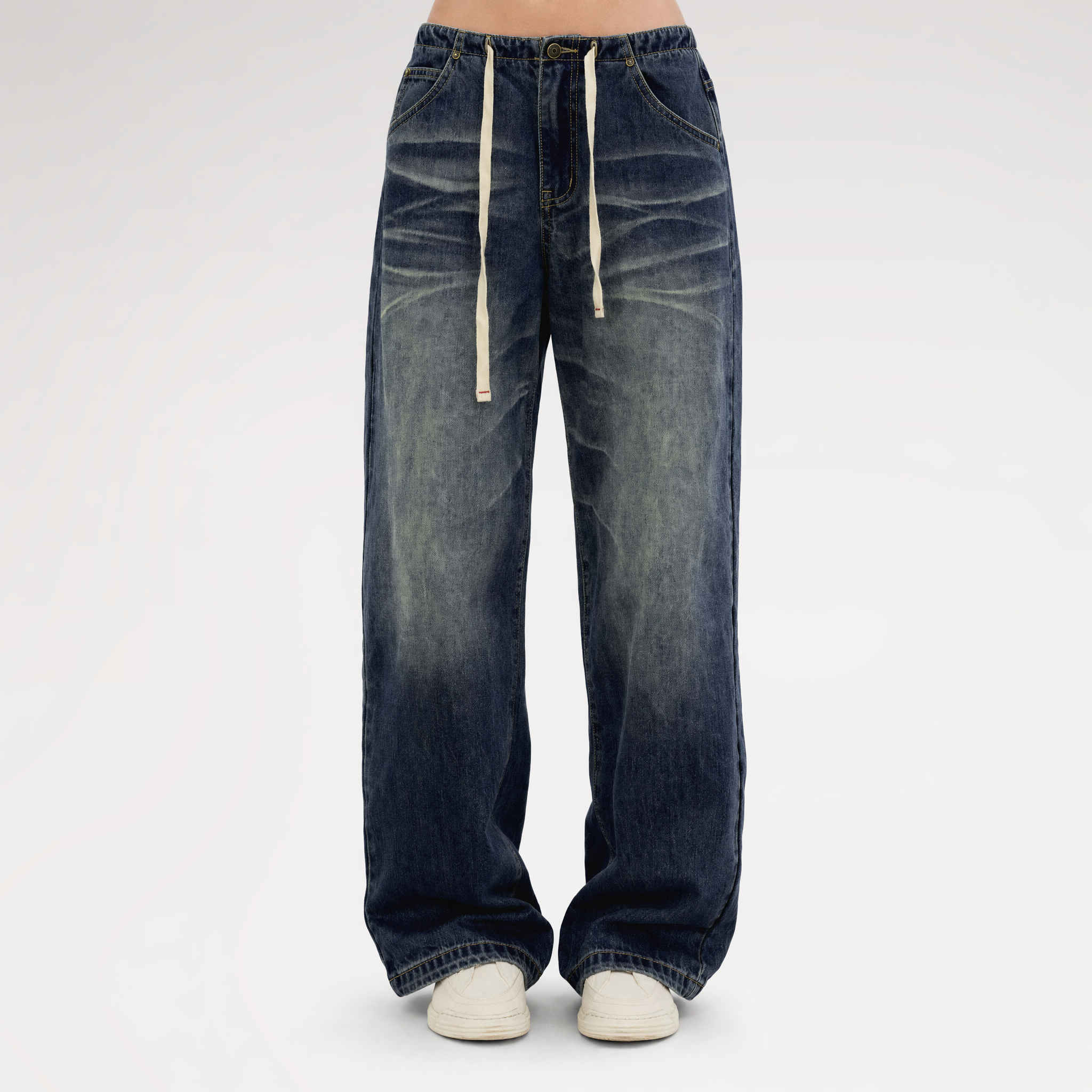 Vintage Wash Wide-Leg Jeans