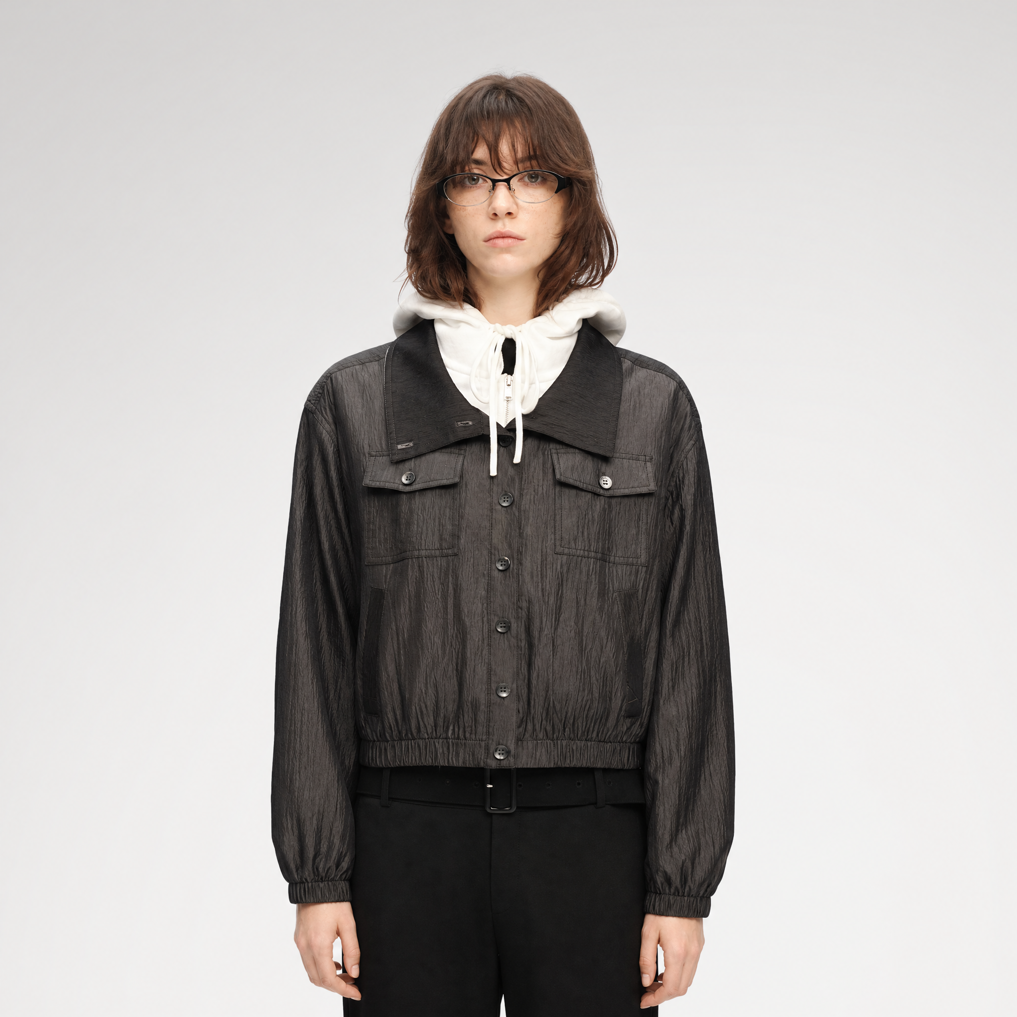 Lightweight High-Collar Cropped Jacket