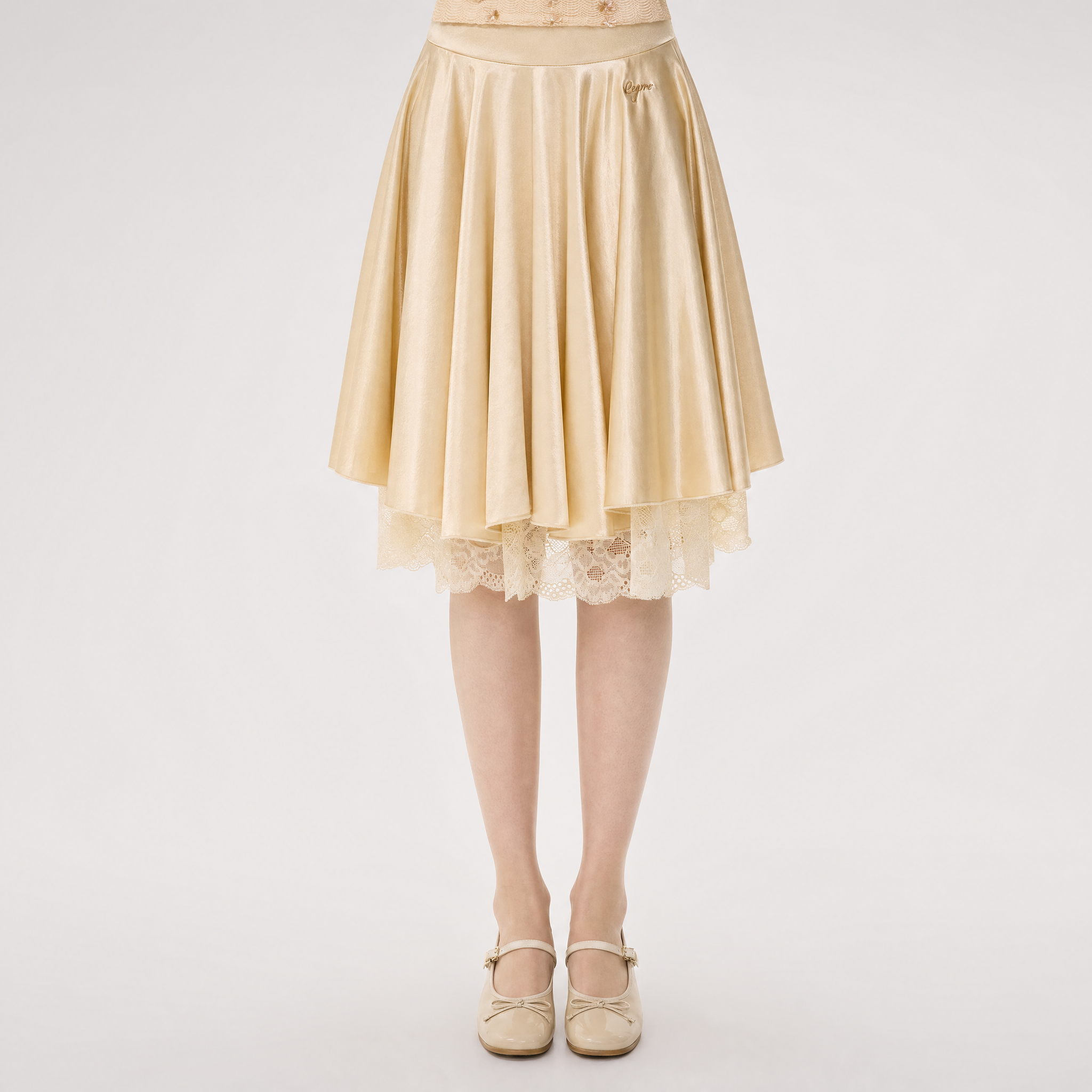 Lace Splice A-Line Skirt