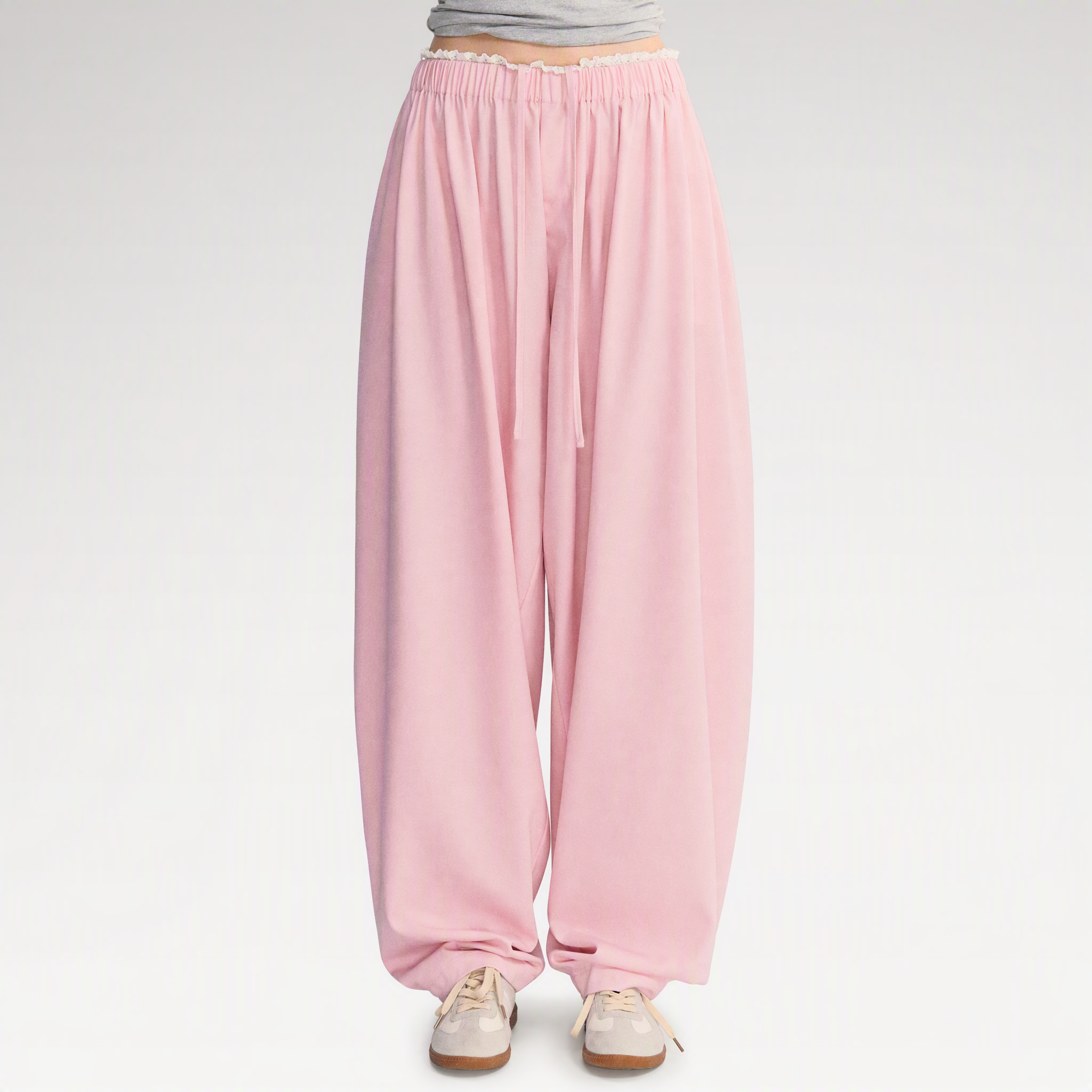 Lace Trim Balloon Pants