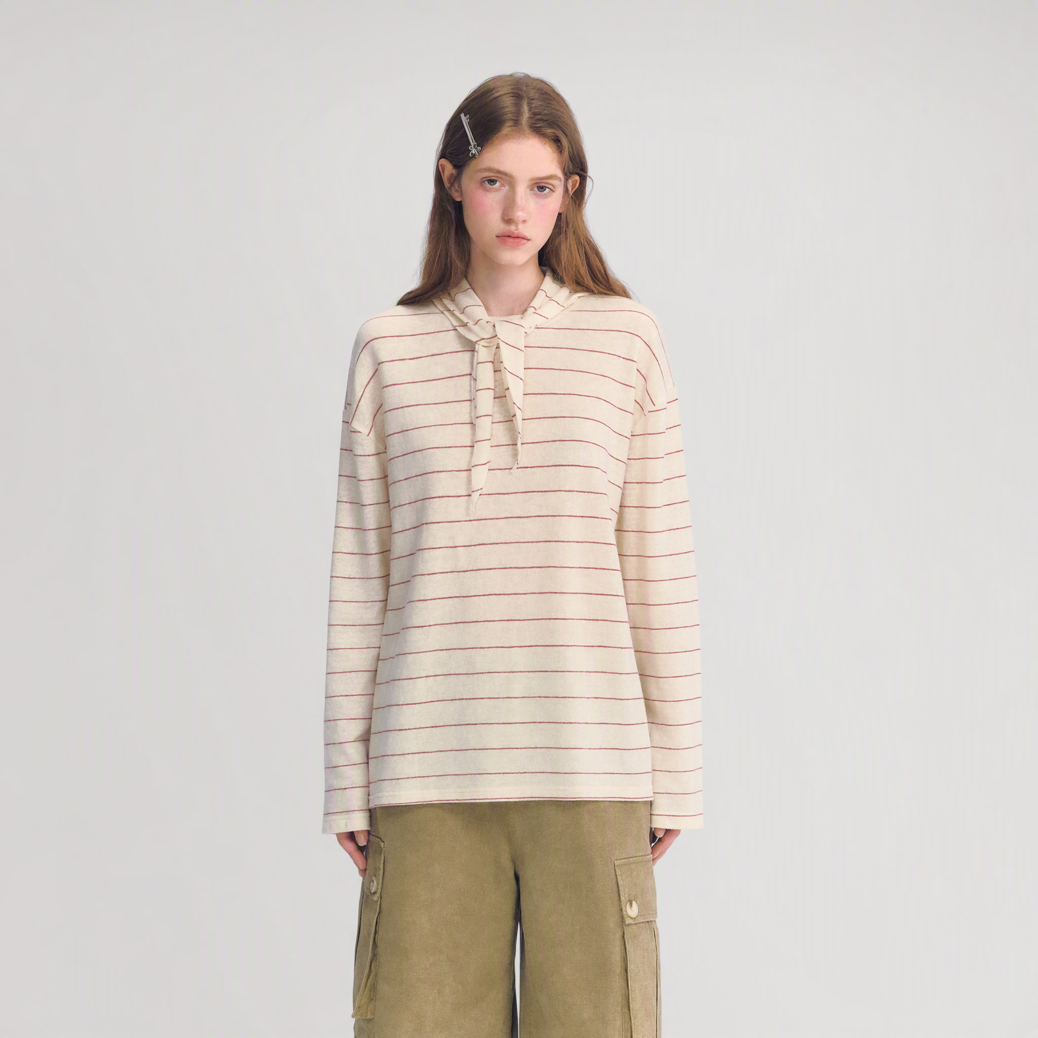 Striped Rhinestone Cotton Tee