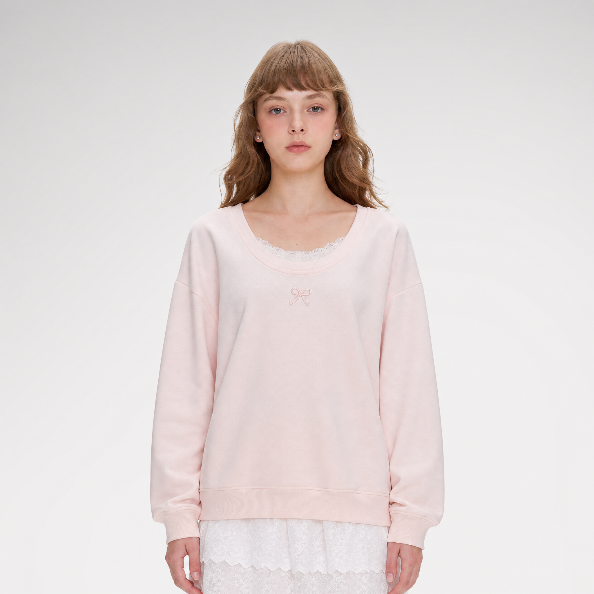 Lace Trim Back Cutout Pullover