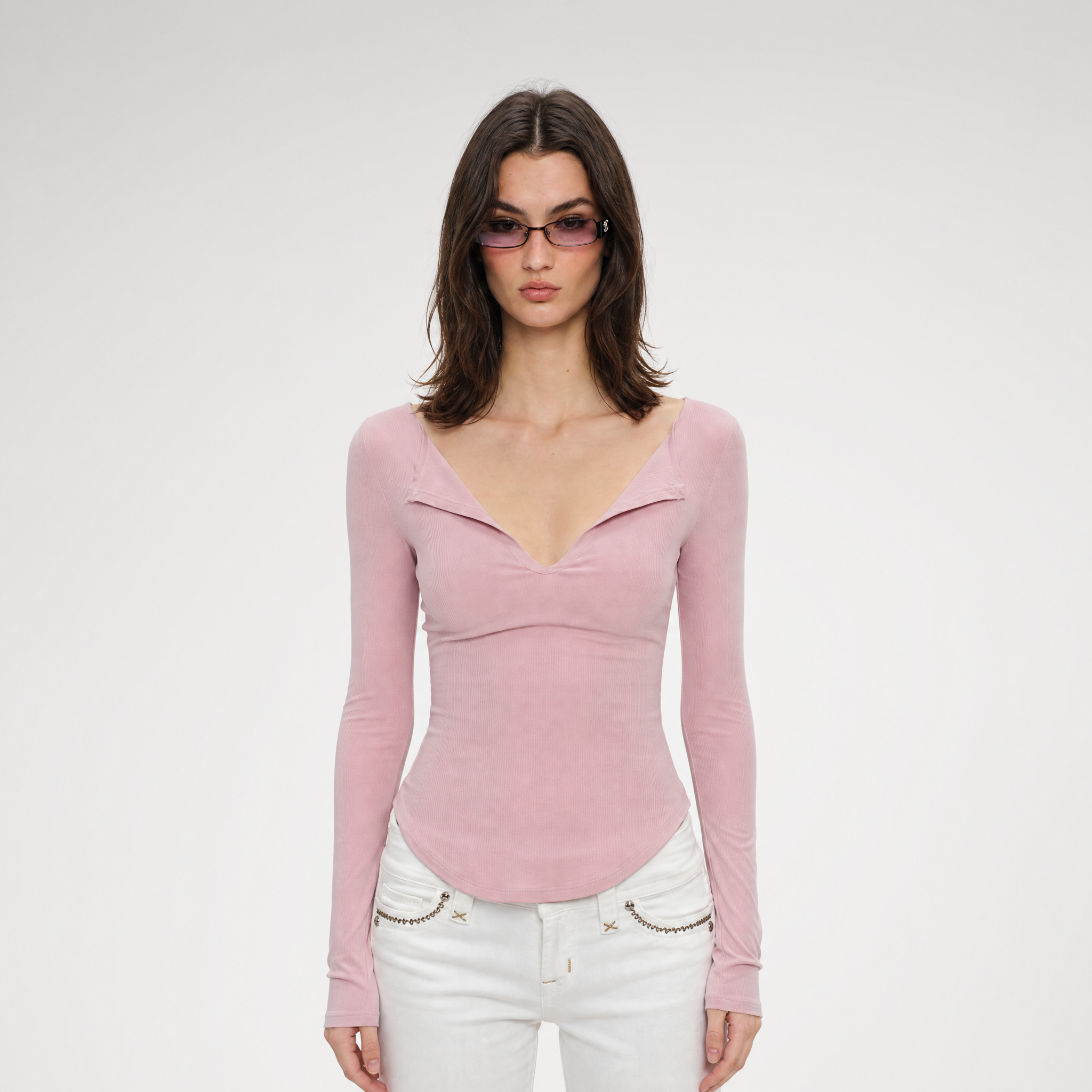 Modal Slim-Fit V-Neck Top