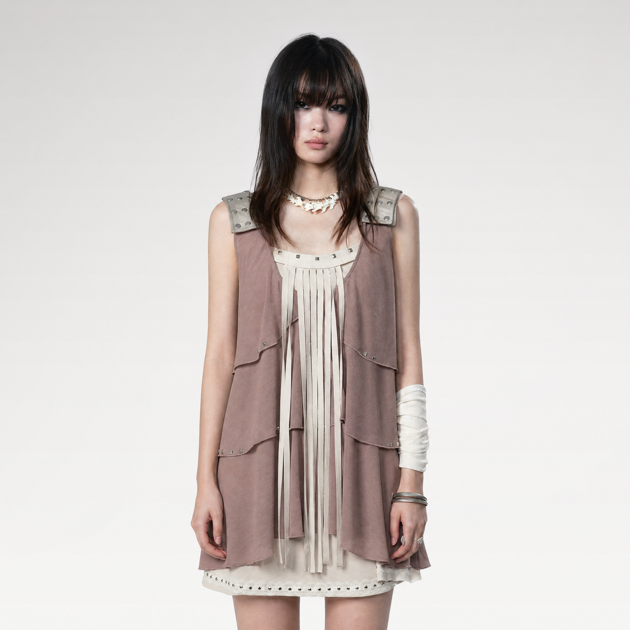 Ruffle Rivet Tiered Cami Dress