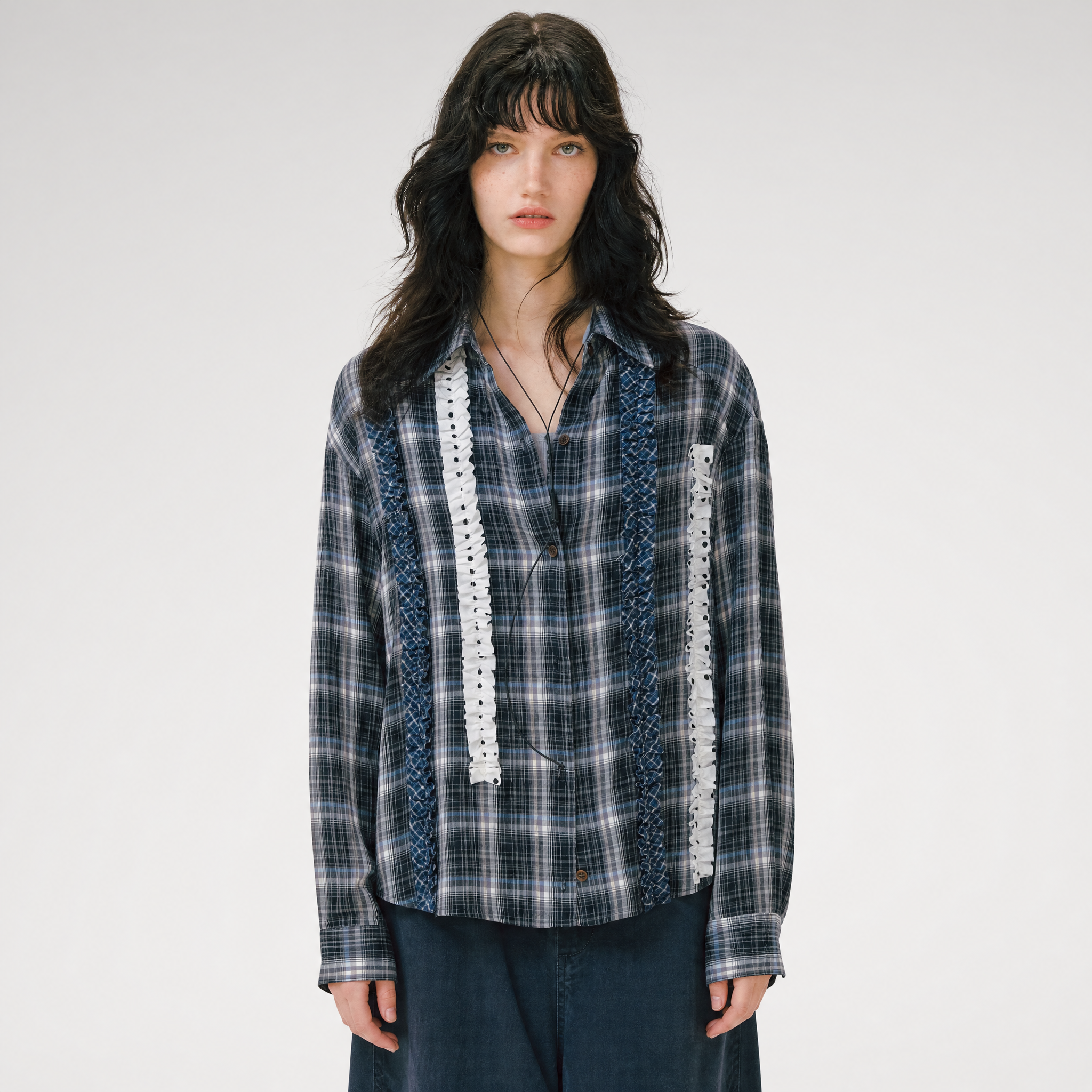 Vintage Pleated Plaid Shirt