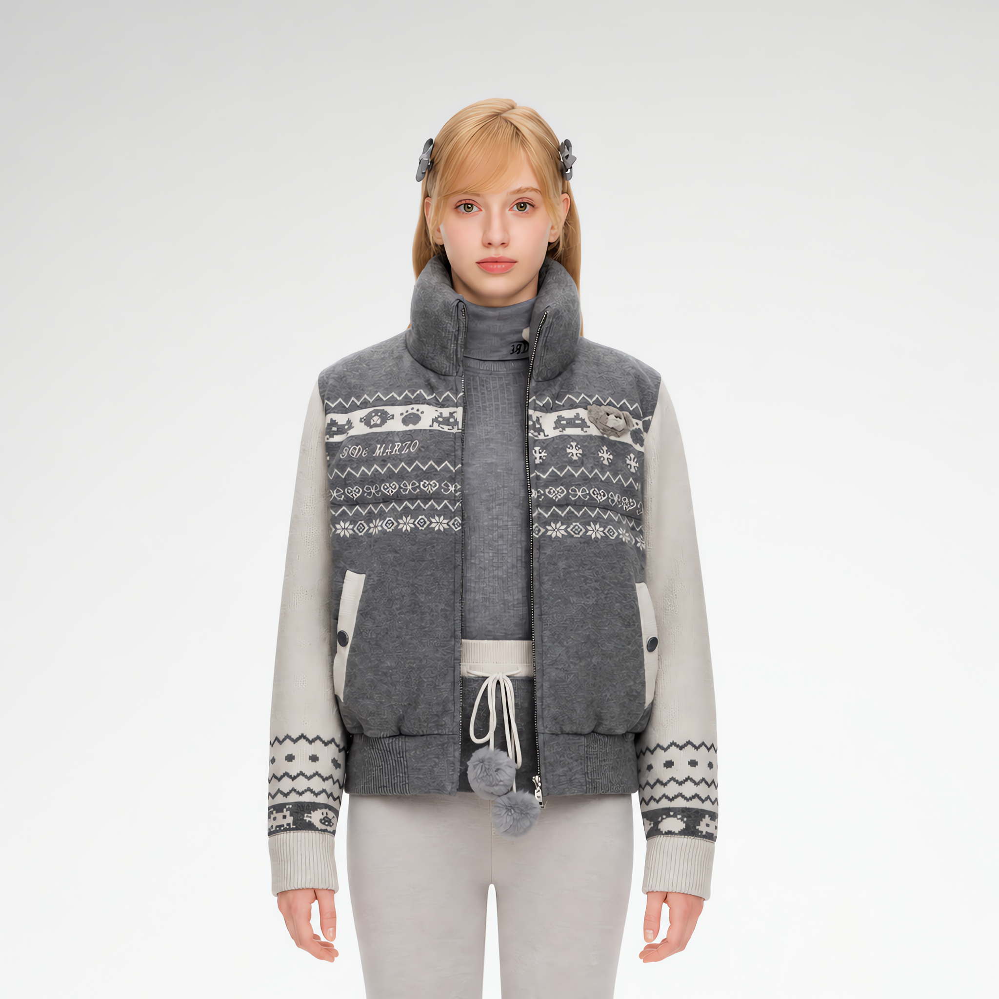 Fair Isle Cropped Down Jacket