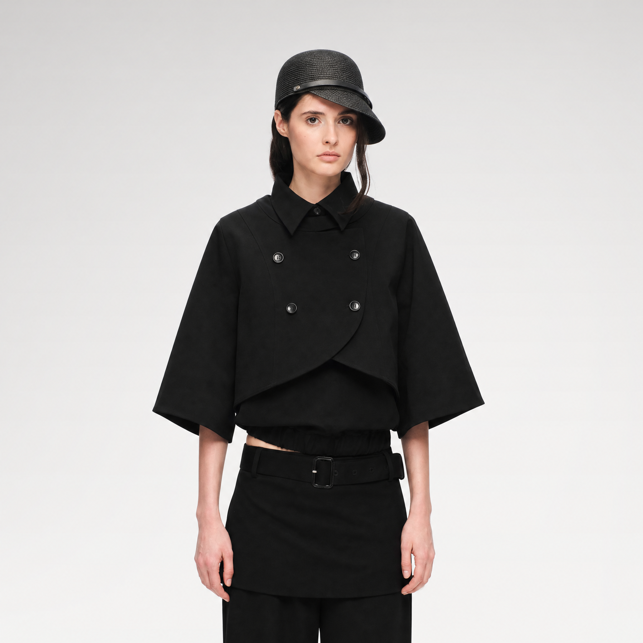 Double-Breasted Cape Vest Coat