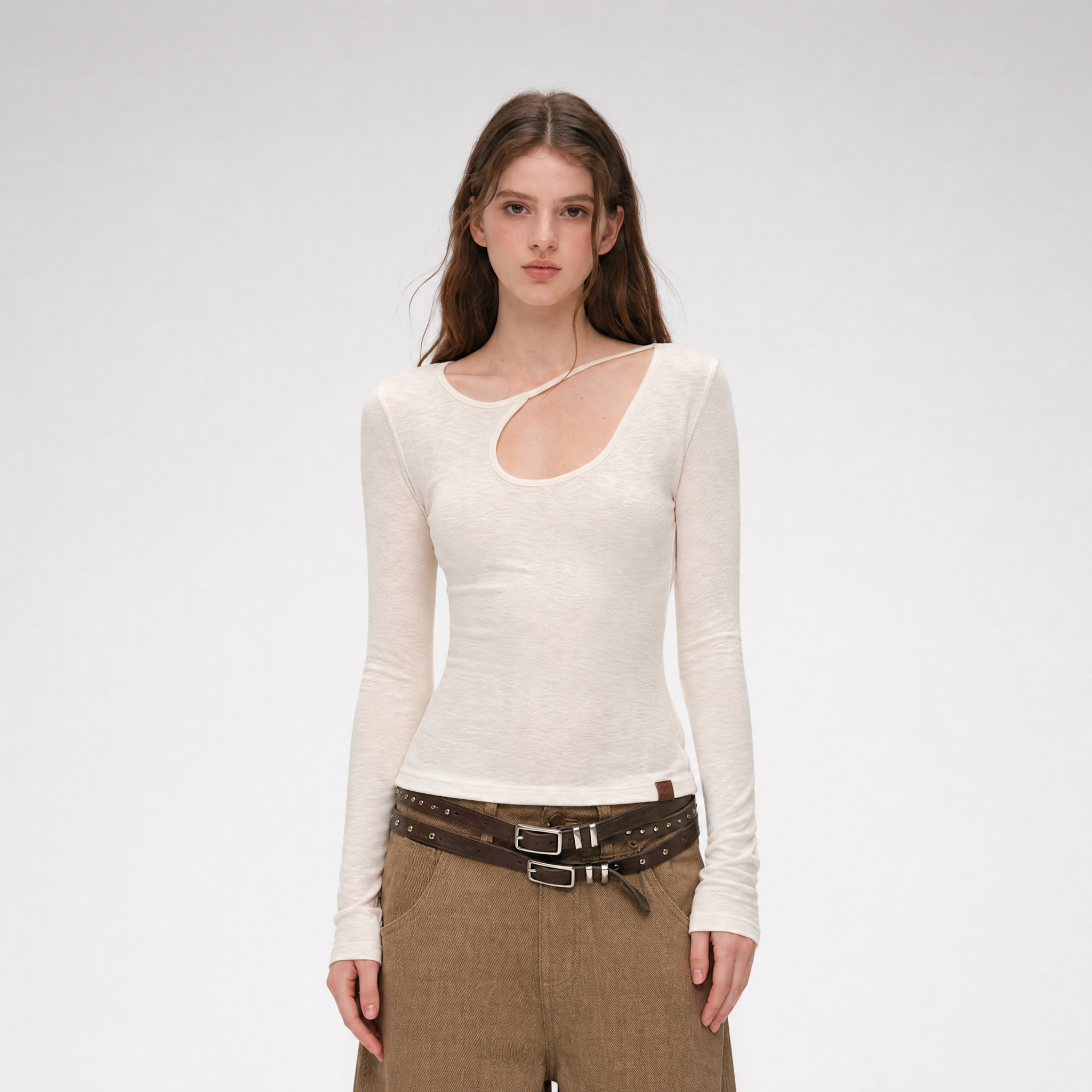 Lyocell Asymmetric Cutout Top