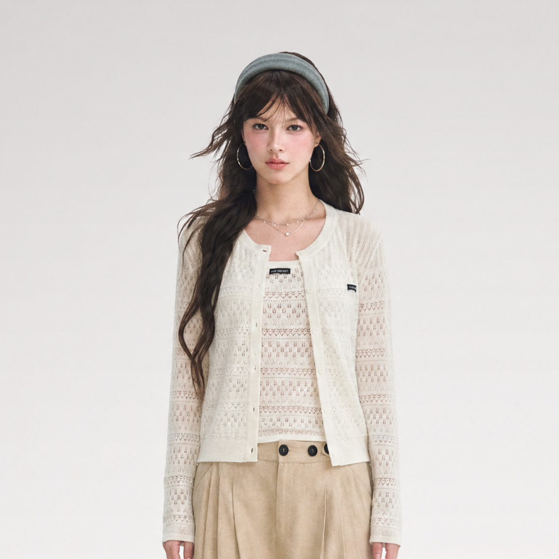 Openwork Cropped Knit Set