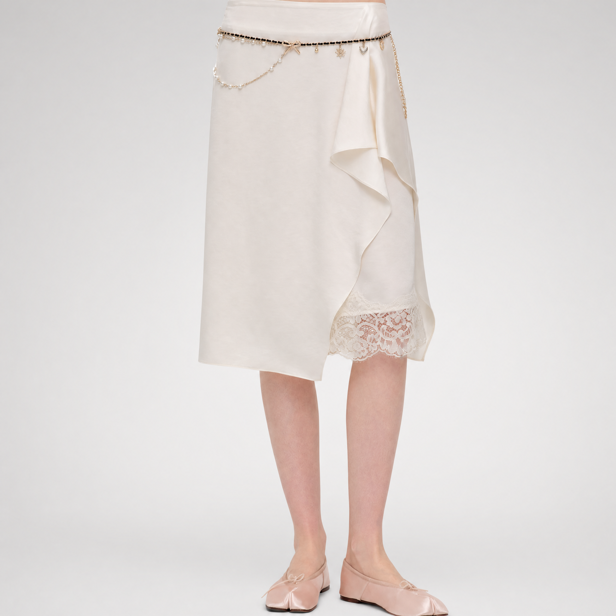 Silky Draped A-Line Skirt