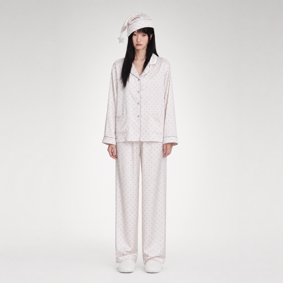 Glossy Polka Dot Pajama Set