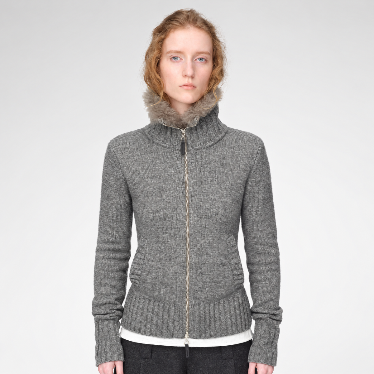 Wool Ribbed Fitted Cardigan