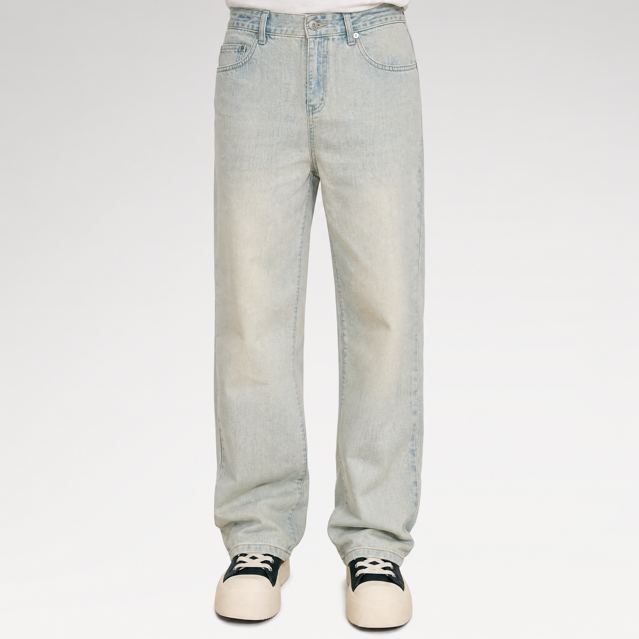 Washed Yellow Mud Straight Jeans