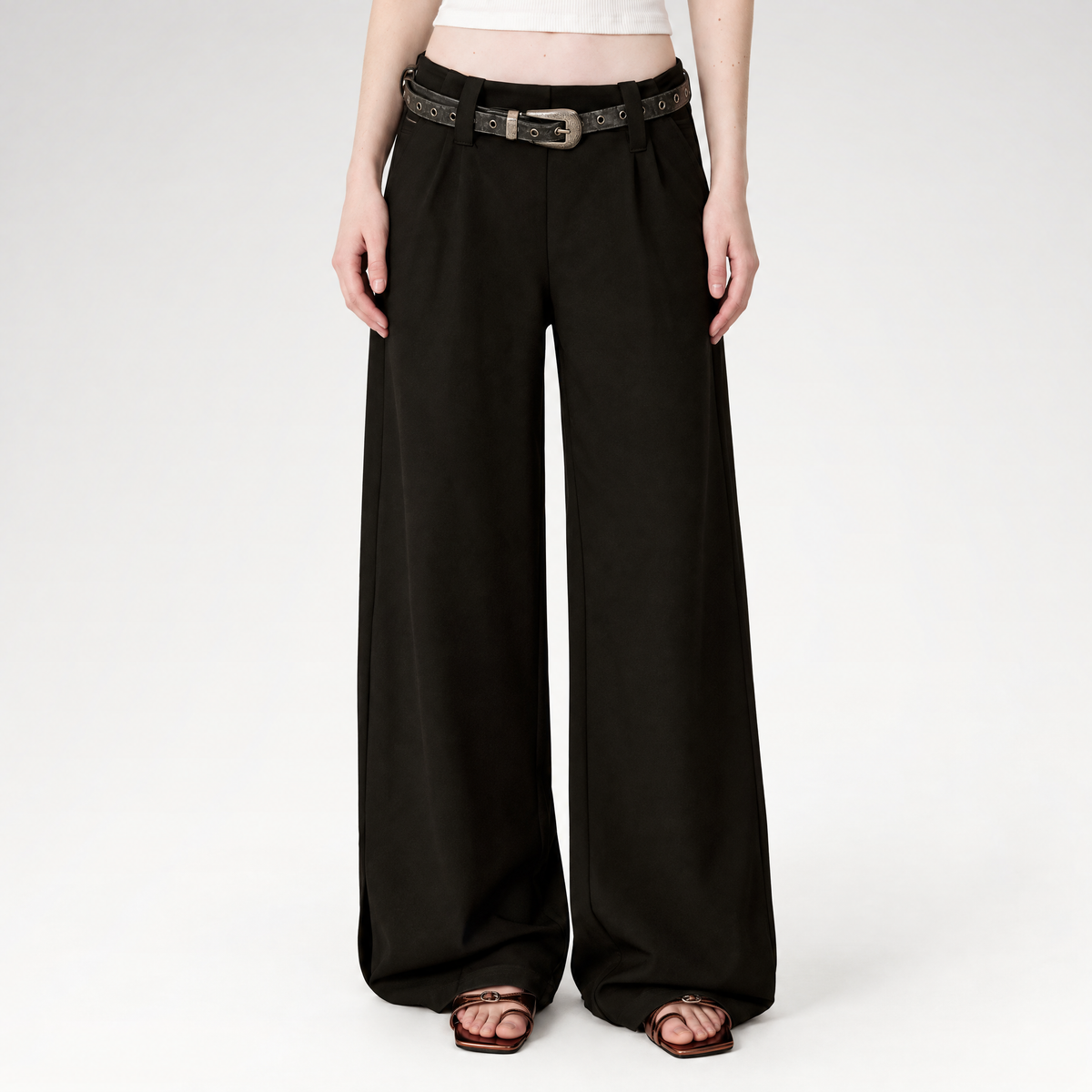 Soft Structured Wide-Leg Trousers