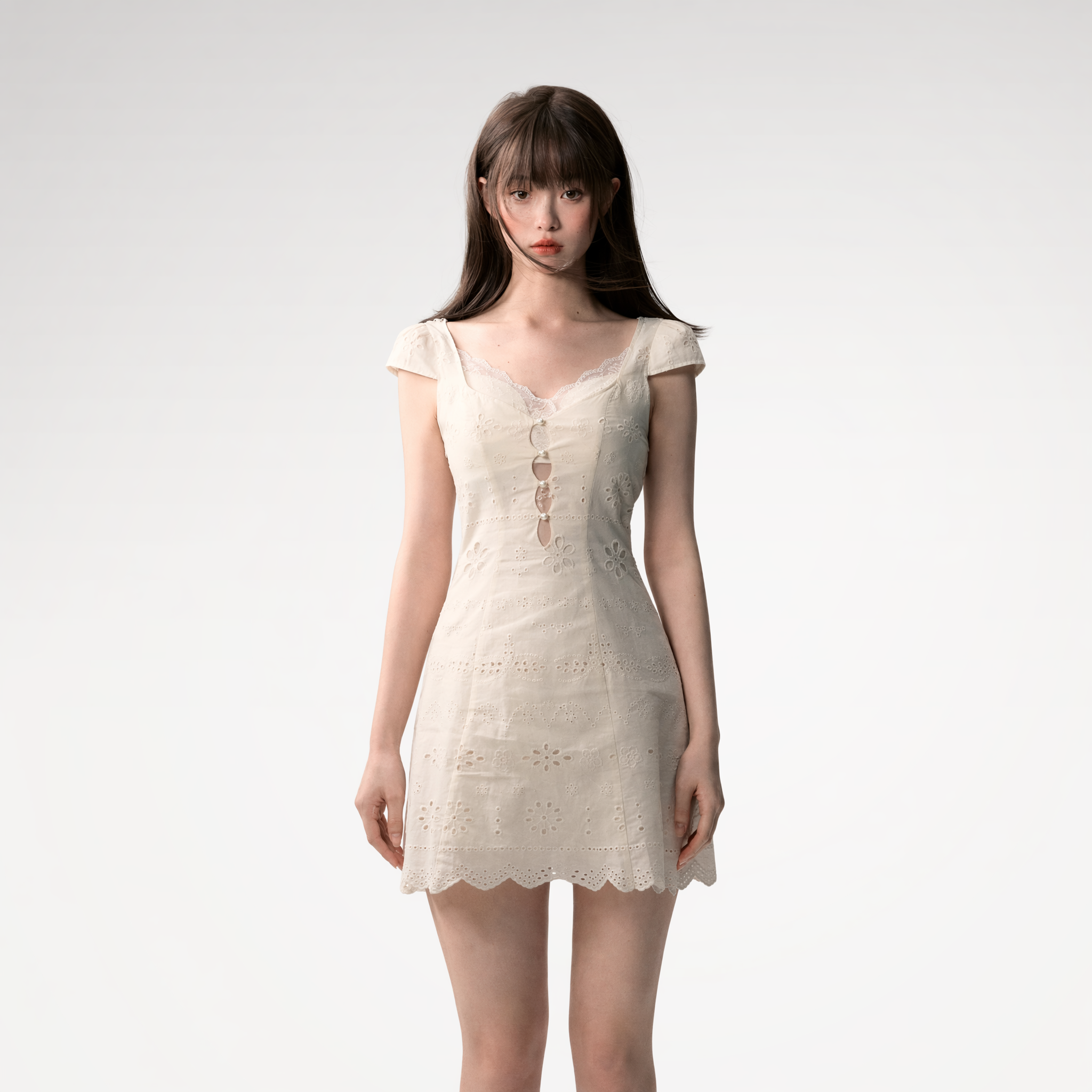 Broderie Lace Midi Dress