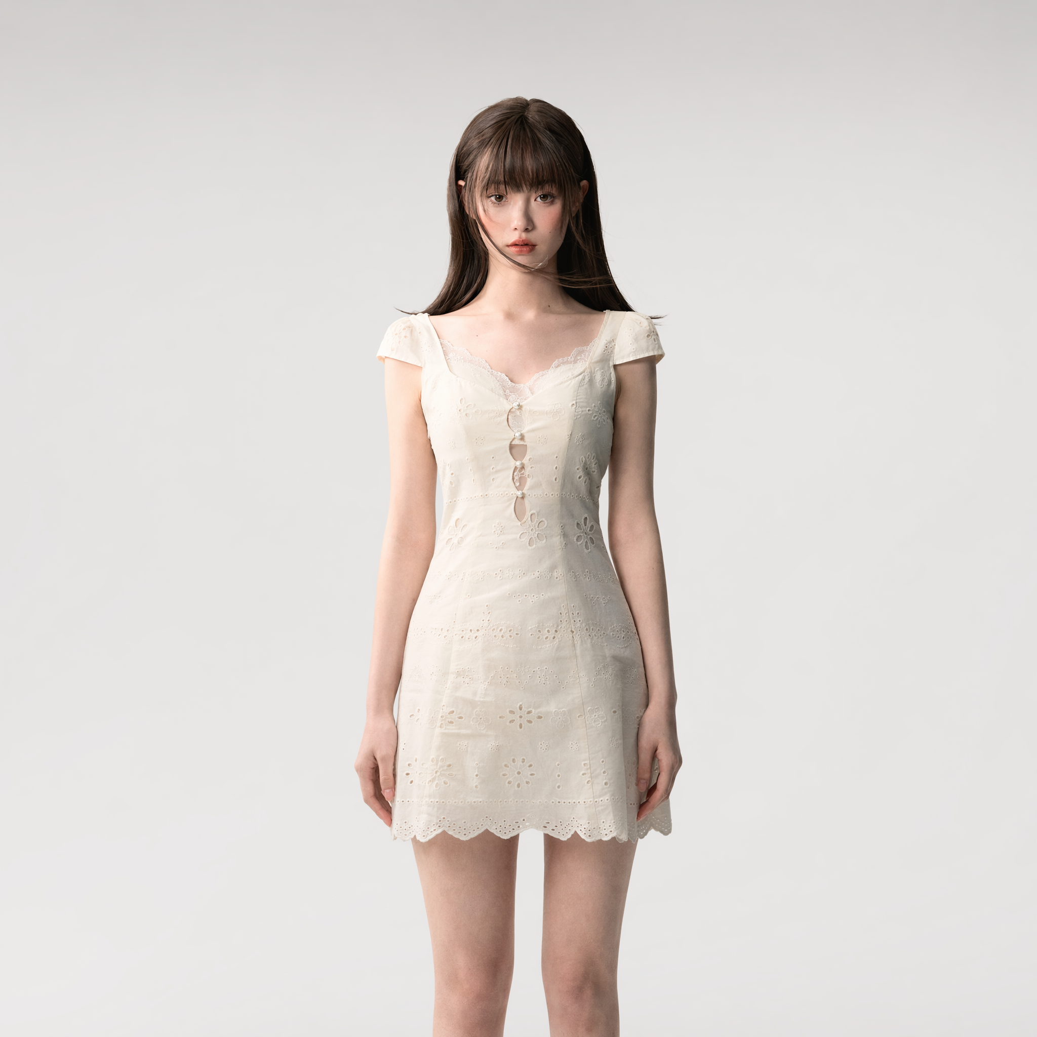 Broderie Lace Midi Dress
