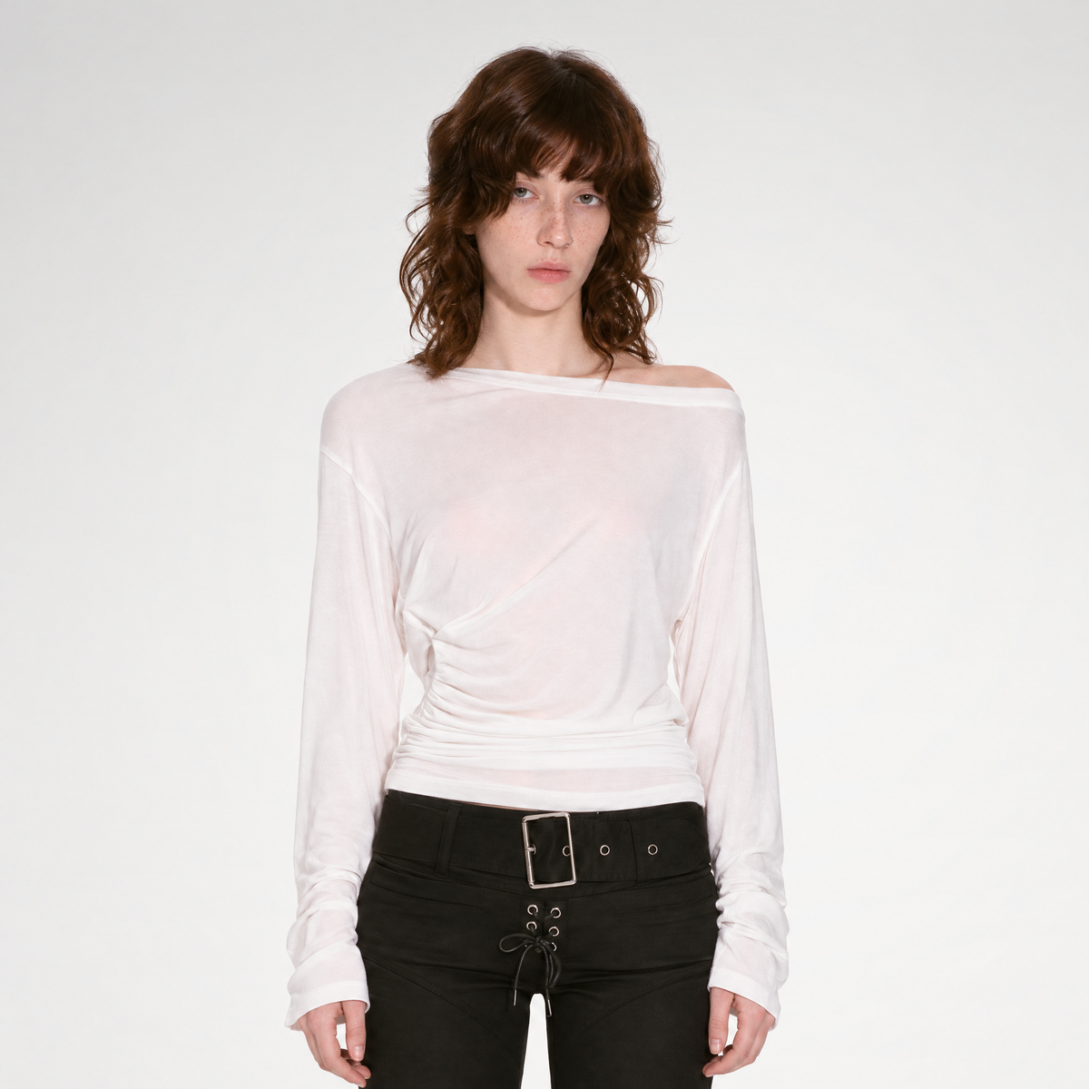 Lyocell Off-Shoulder Cropped Top